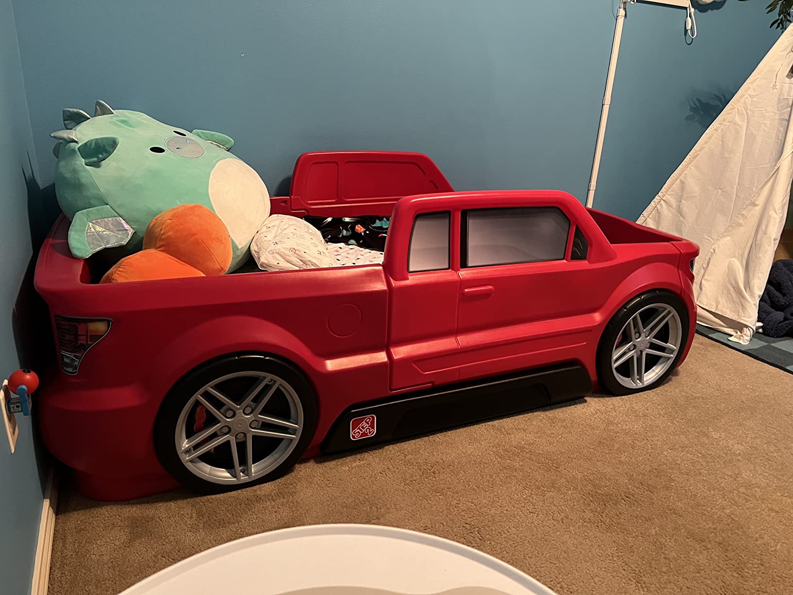 Step2 Turbocharged Twin Size Truck Car Bed, Car Bed for Boys & Girls, Working Headlights & Built-In Storage, Made of Durable Plastic, For Toddlers 3+ Years Old, Vibrant Red customer photo 2