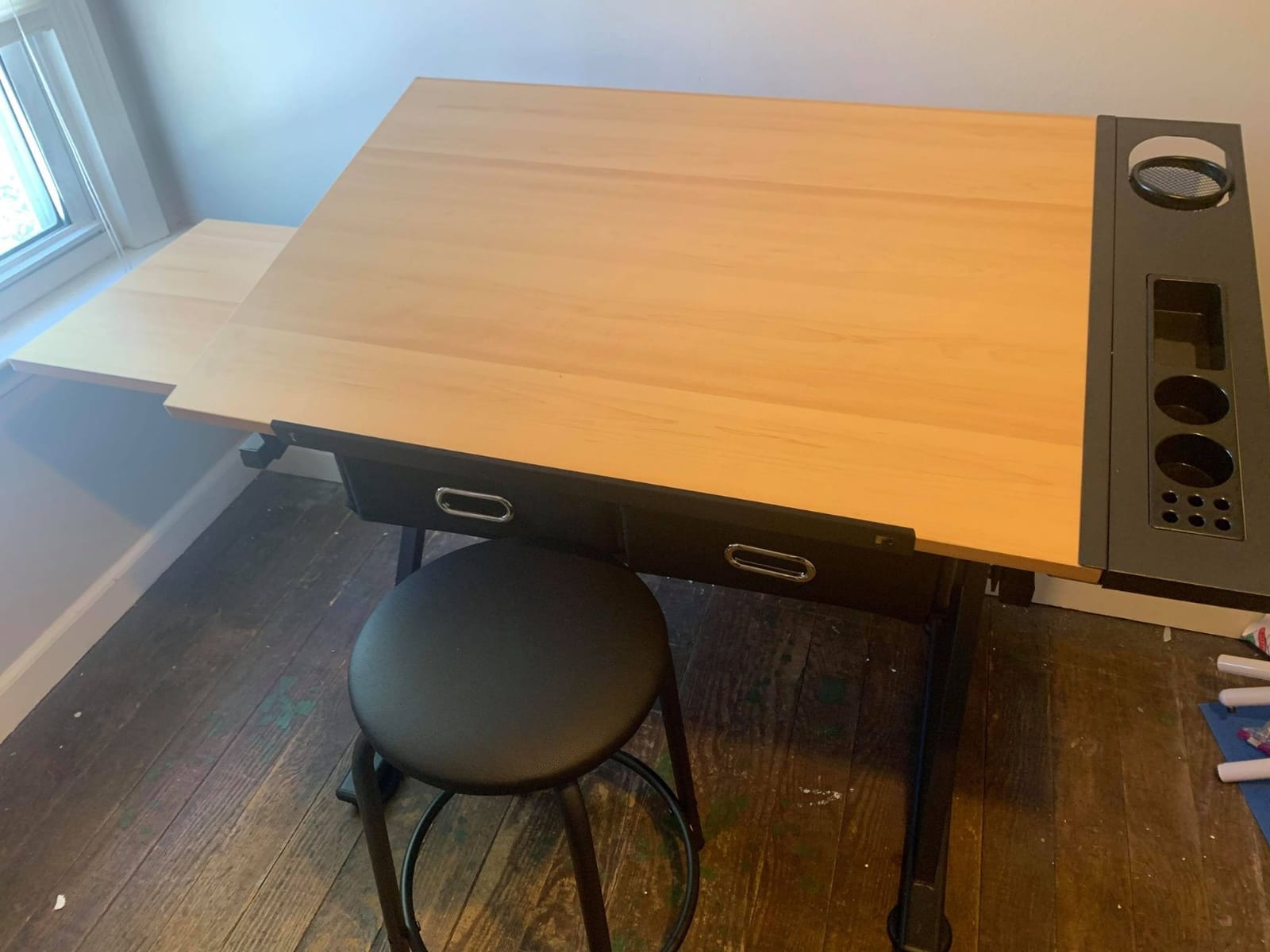 NOVA MICRODERMABRASION Adjustable Height Drafting Desk Drawing Table Tiltable Tabletop for Reading, Writing Art Craft w/Stool and Drawers customer photo 1