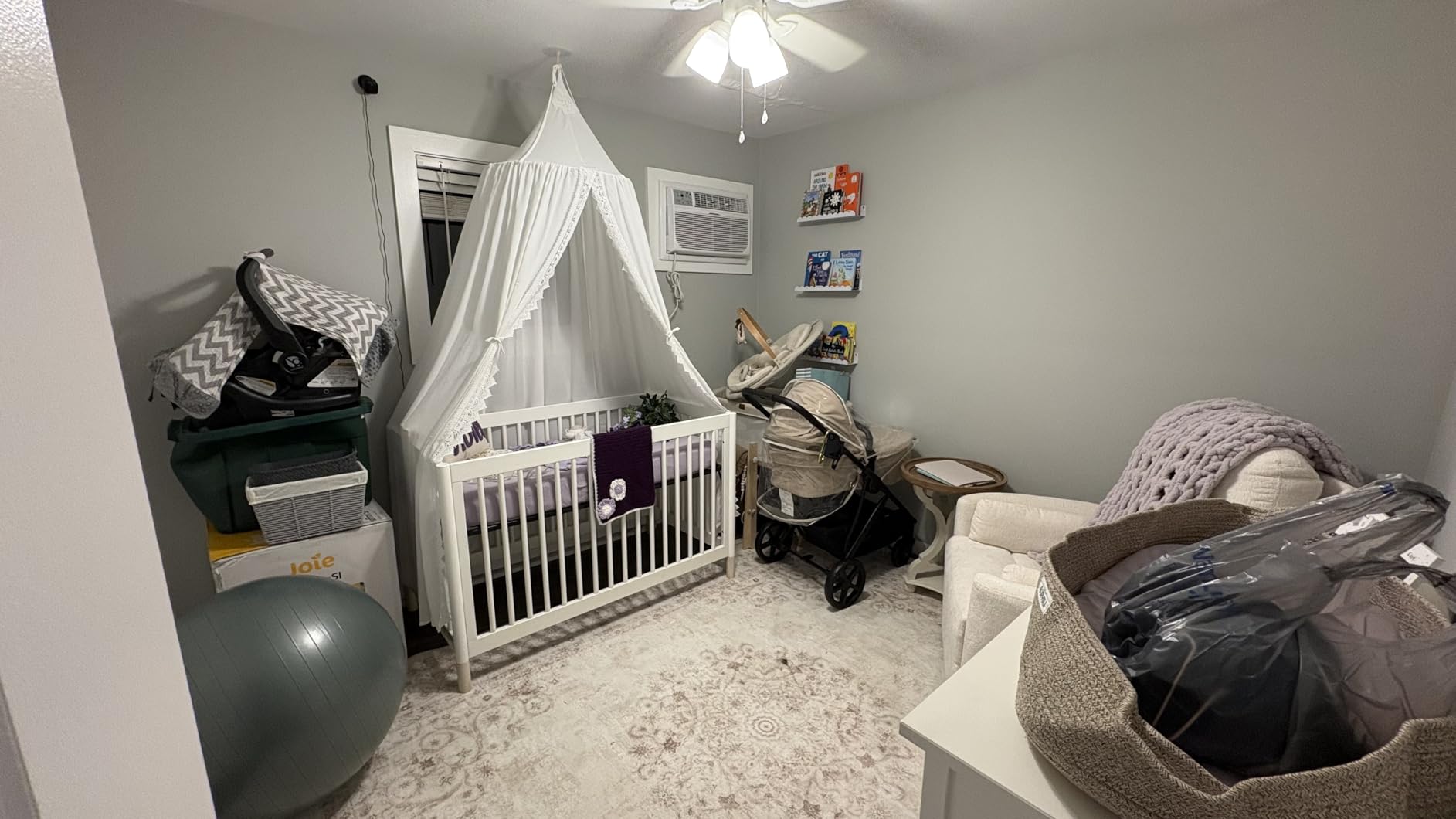 OldPAPA Kids Bed Canopy with Pom Pom Hanging Mosquito Net for Baby Crib Nook Castle Game Tent Nursery Play Room Decor,White customer photo 1