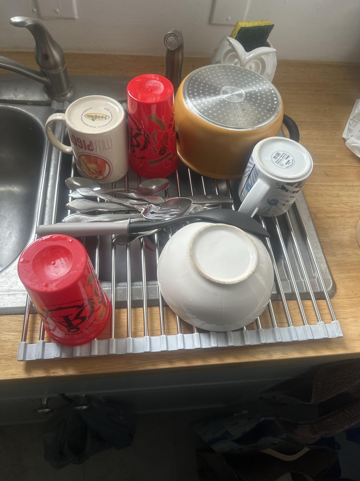 Tomorotec Roll Up Dish Drying Rack Over Sink, 304 Steel, 17.7x15.5, Grey customer photo 2