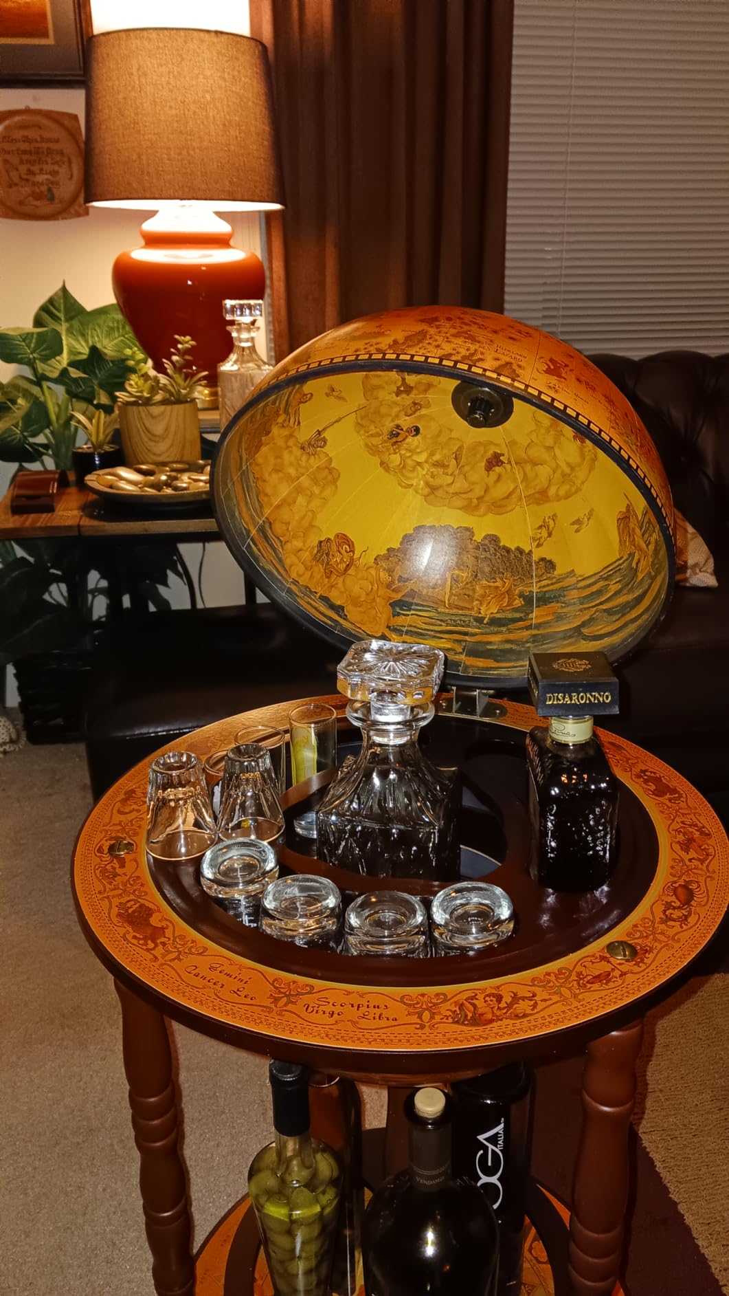 Goplus Globe Bar, 17.5” Globe Bar Liquor Cabinet with Wheels, Bottom Shelf, Old World Map, 16th Century Italian Replica Bar Globe, Retro Wine Stand, Globe Bar Cart for Dining Room Living Room Home customer photo 2