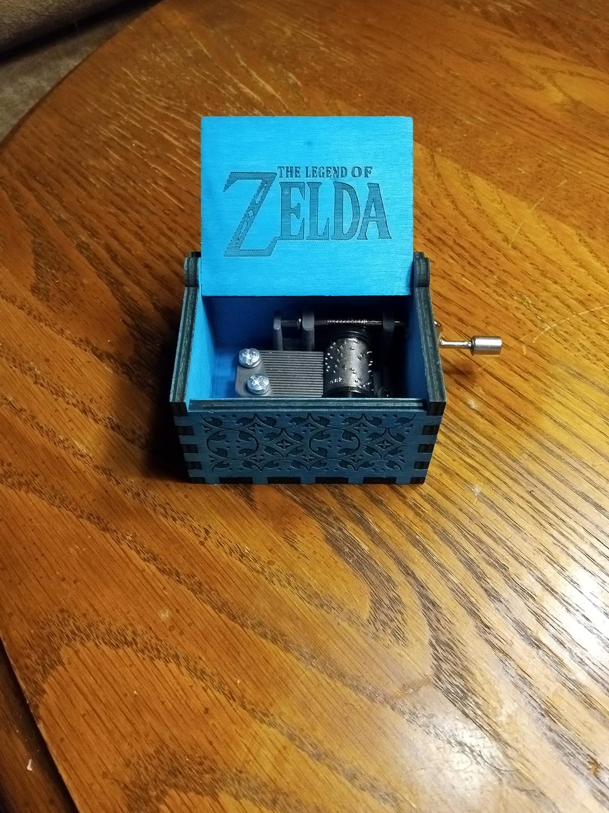 Youtang Amelie Music Box Hand Crank Musical Box Carved Wooden,Play The Theme Song of Amelie,Blue customer photo 1