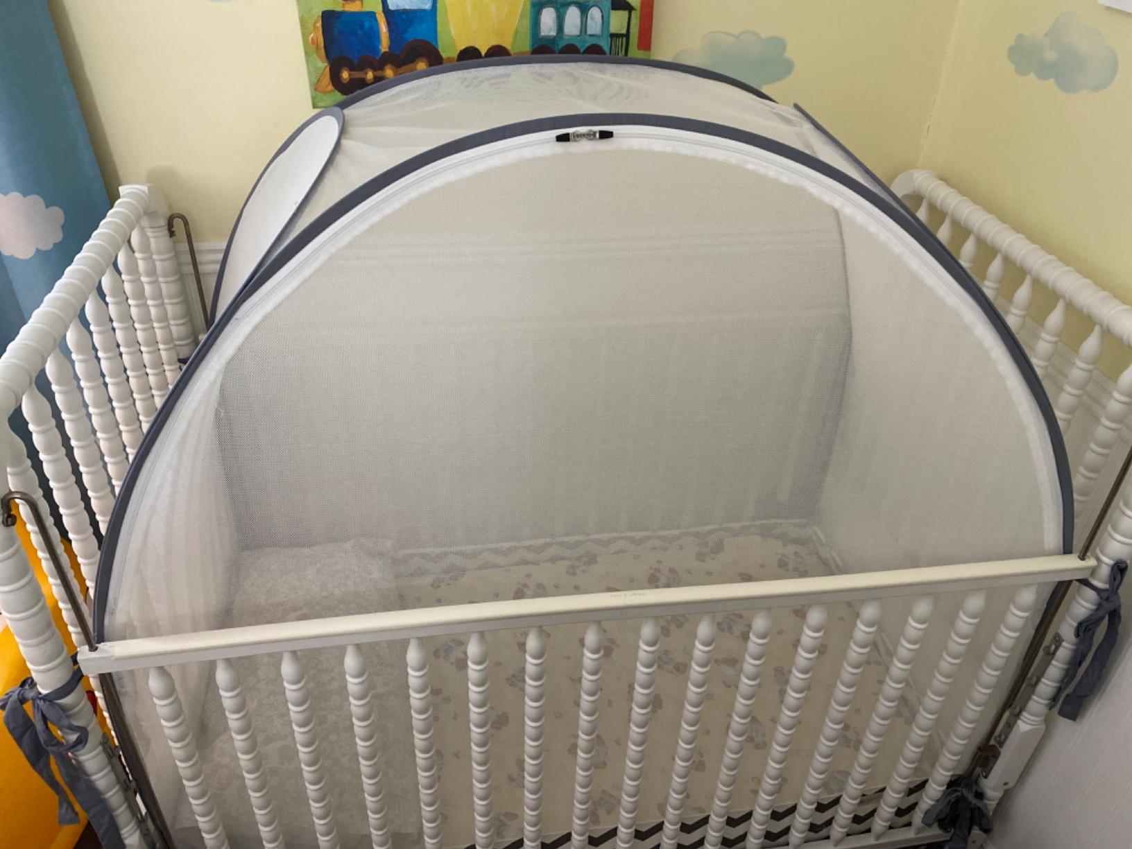 KinderSense® - Premium Baby Safety Crib Tent - Toddler Crib Topper to Keep Baby from Climbing Out - See Through Mesh Crib Net - Mosquito Net - Pop-Up Crib Tent Canopy to Keep Infant in customer photo 2