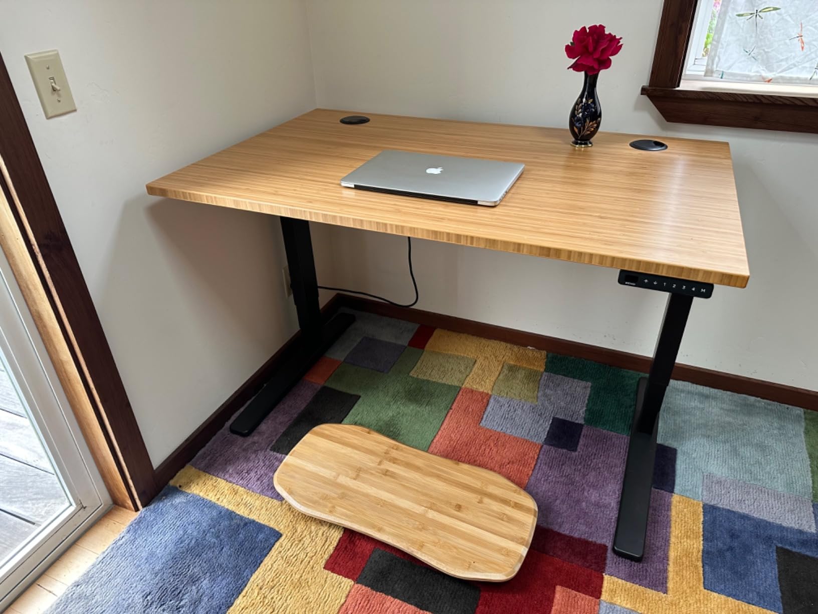 UPLIFT DESK Bamboo (60 x 30 inch) Standing Desk 2-Leg V3 Adjustable Stand Up C-Frame (Black), Advanced Keypad, Wire Grommets, Wire Tray, Rocker Board customer photo 2