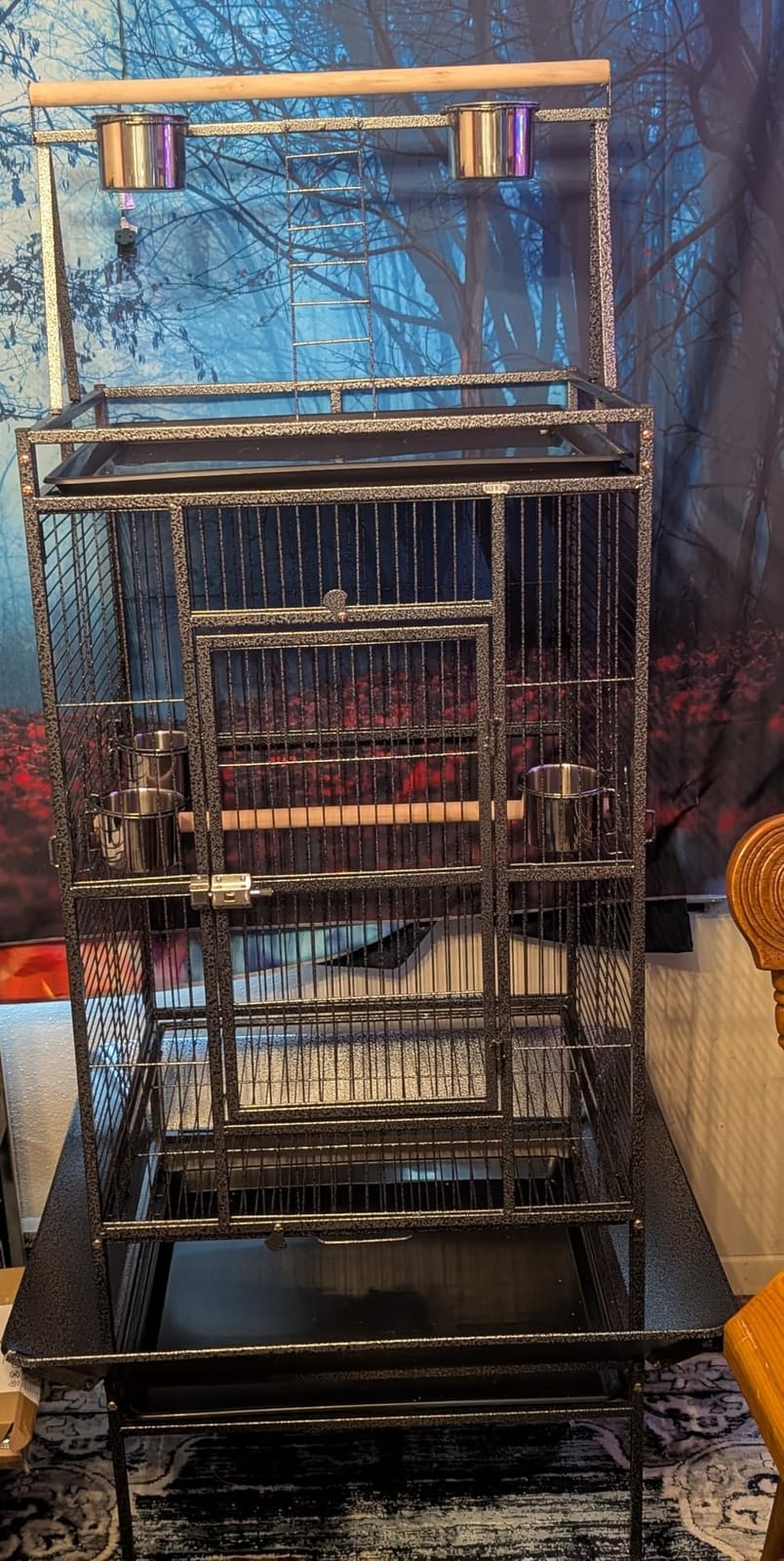 ZENY 68-Inch Birdcage, Playtop Parrot Cage, Wrought Iron Bird Cage with Rolling Stand, Heavy-Duty Pet Bird House for Parrot Cockatiel Cockatoo Parakeet Macaw Finches, Black customer photo 1