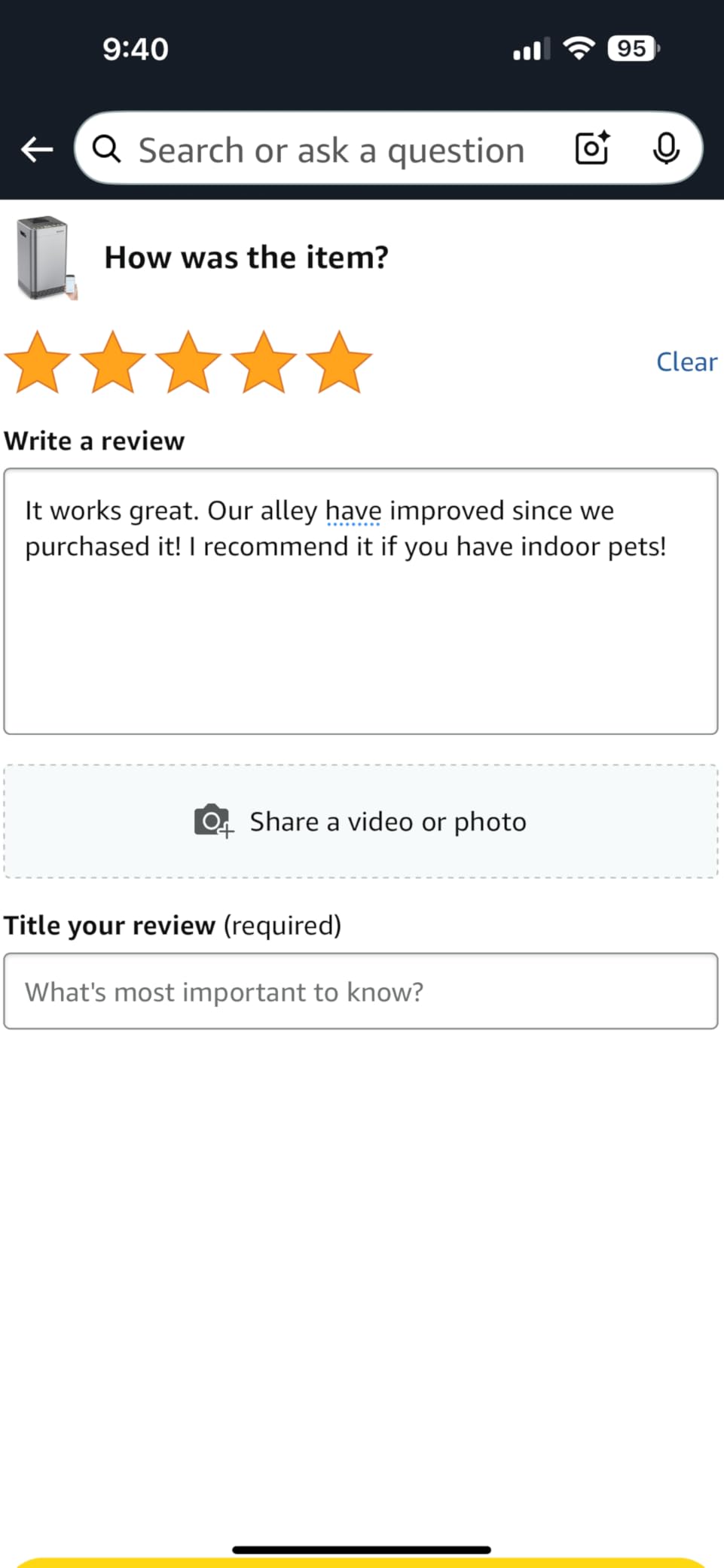 Nuwave Whole House Air Purifiers, Oxypure Smart Air Purifier with 5 Stages customer photo 1