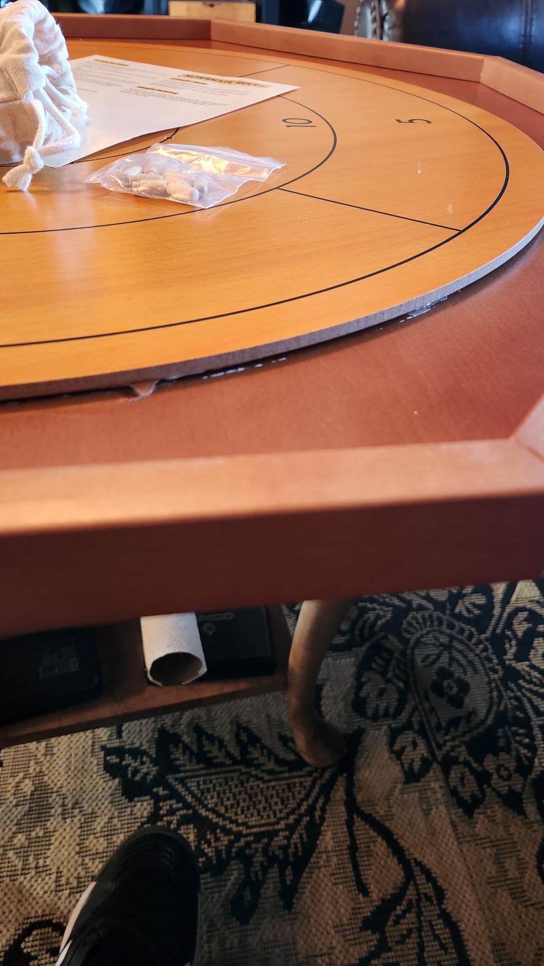 Tournament Crokinole & Checkers | Classic Dexterity Board Game for Two Players | 24 Black & White Discs & Game Board | 30 Inch customer photo 1