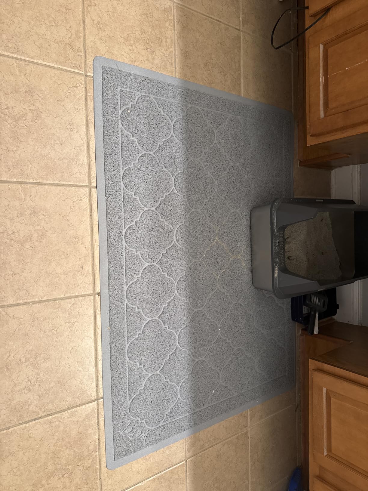 WePet Cat Litter Box Mat, Kitty Premium PVC Pad, Durable Trapping Rug, Phthalate Free, Urine-Resistant, Scatter Control, XXL 47 x 36 Inch, Grey customer photo 2