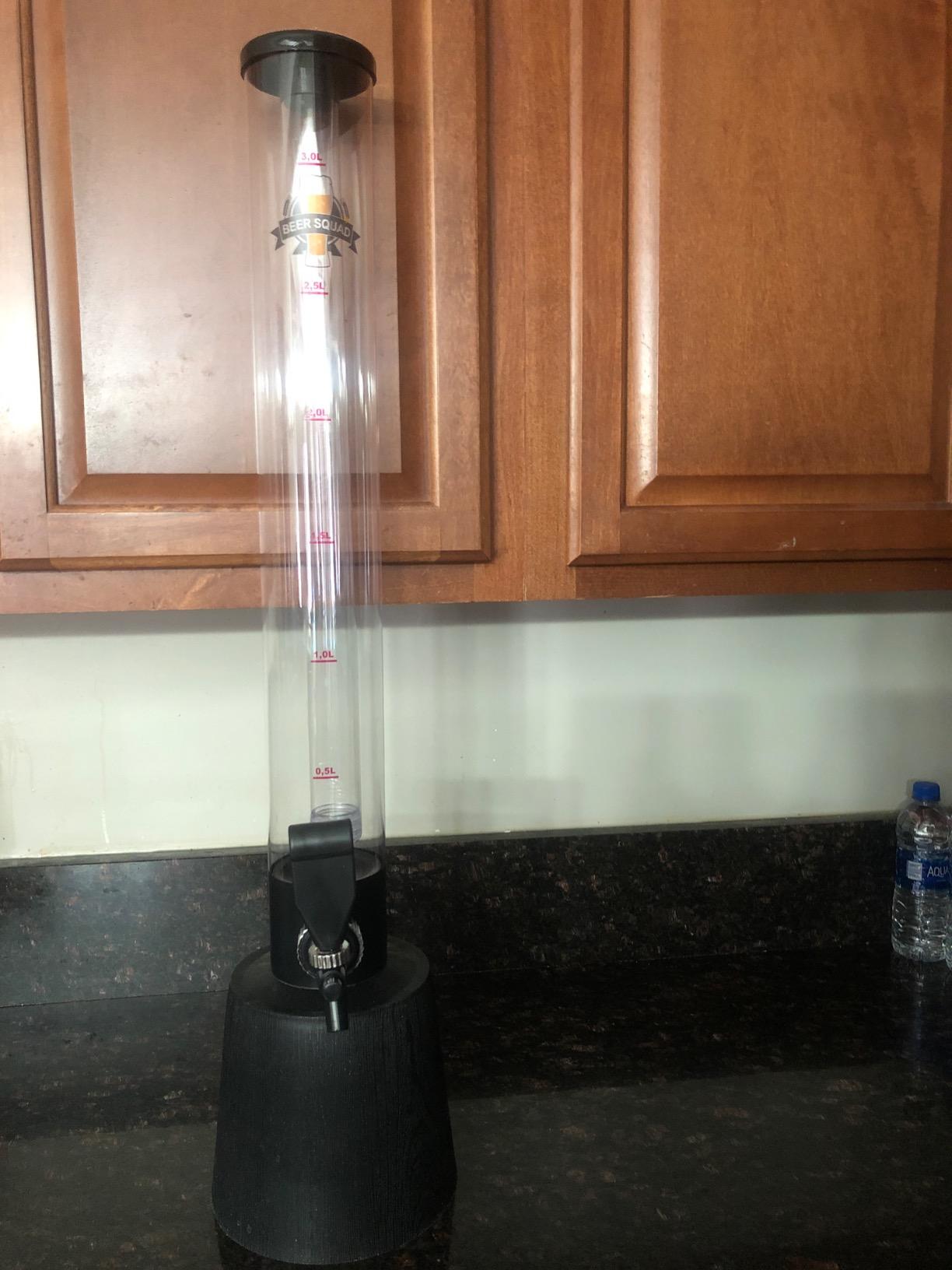BeerSquad Beer Tower - 3L 100 oz. Clear Beverage Tower Dispenser with Included Ice Tube, Easy Clean, Dual Action Integrated Tap customer photo 1