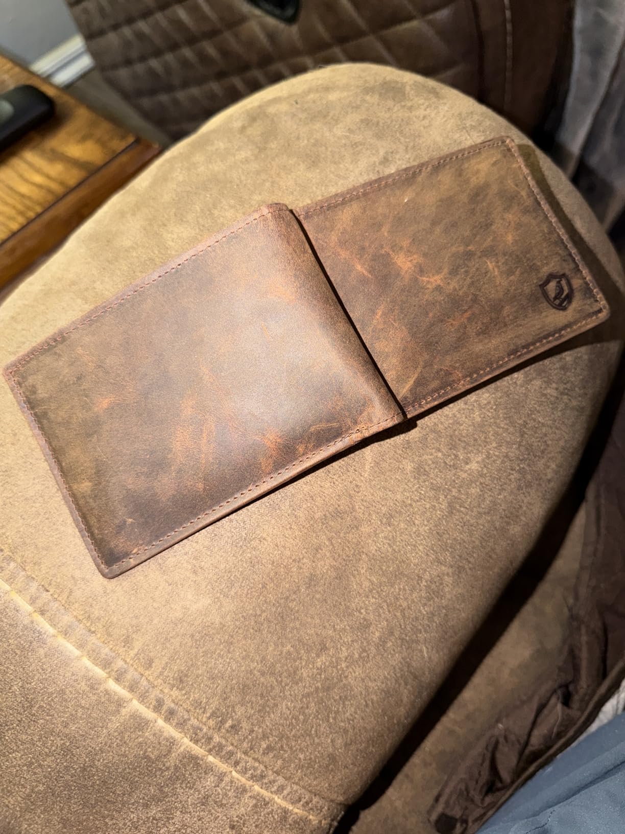 Wallet for Men Slim RFID Blocking Leather Bifold Minimalist 2 ID Windows Gift Box Carteras Para Hombres (CRAZY HORSE, COGNAC) customer photo 1