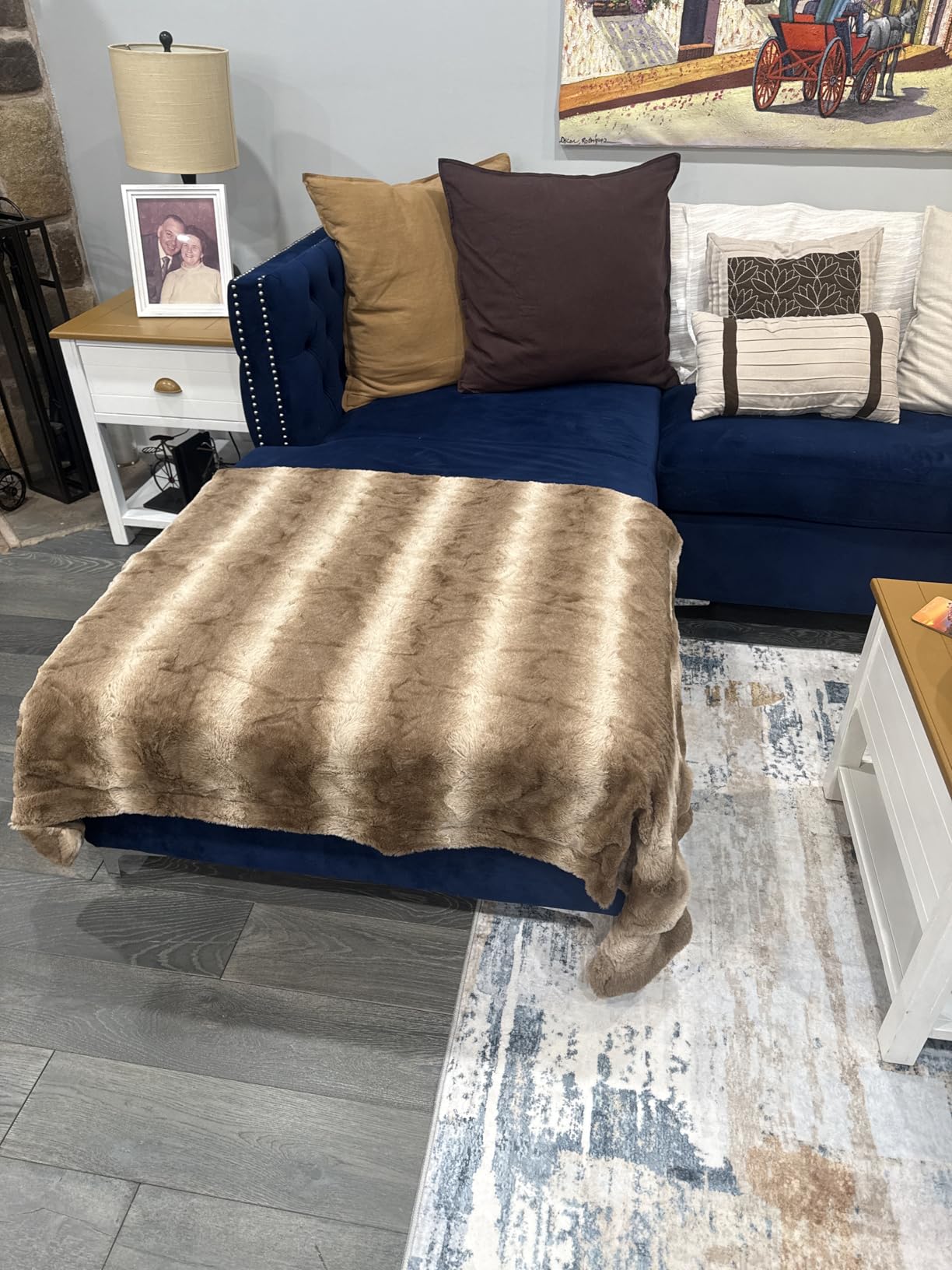 Madison Park Zuri Oversized Faux Fur Throw Blanket, 60 x 70, Snow Leopard customer photo 2