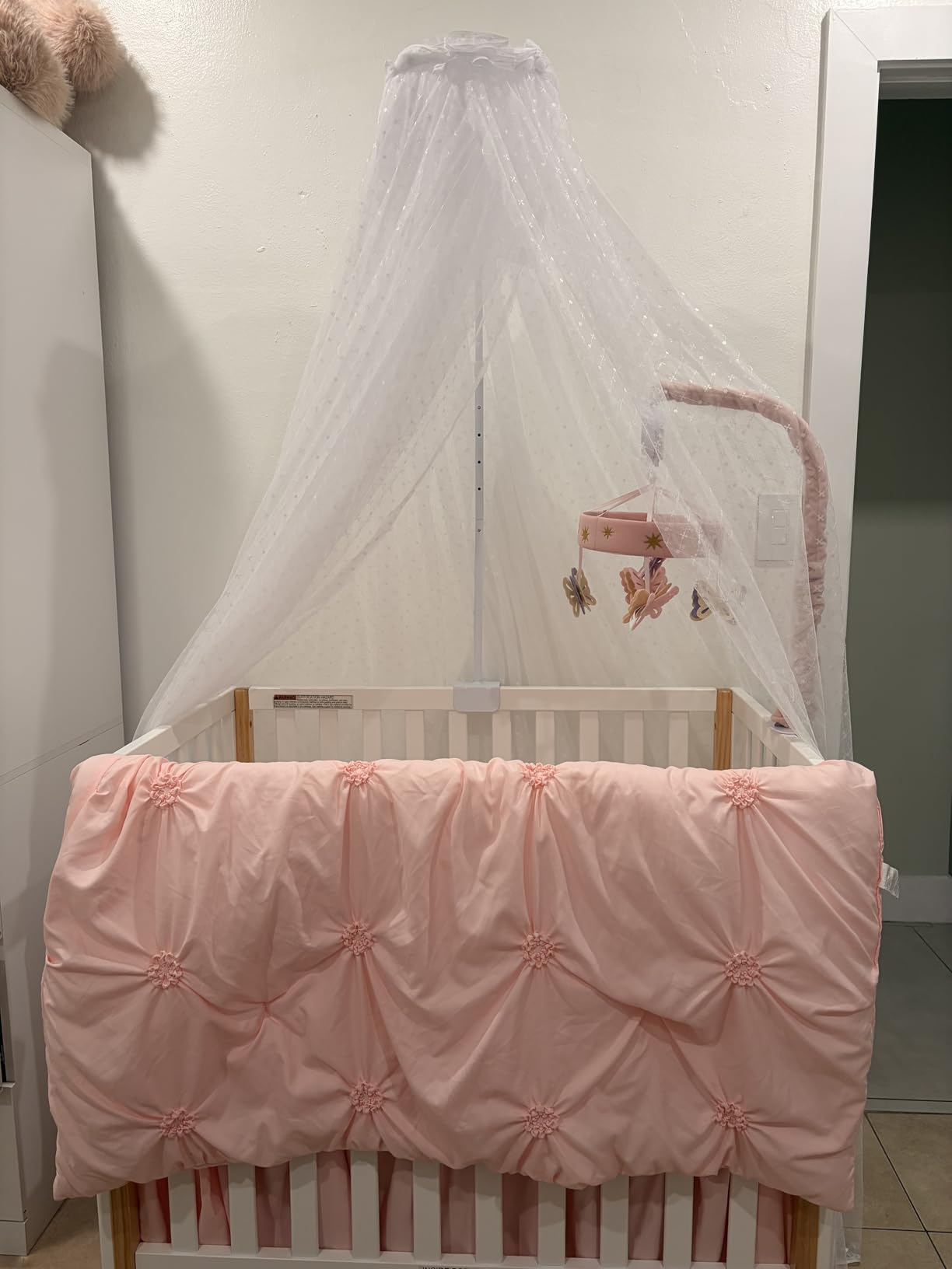 Baby Bed Canopy with Adjustable Clip-on Stand Baby Crib Cot Net Tent Hanging Dome Curtain Netting See Through Mesh Bed Cover Net Stand Rod customer photo 2