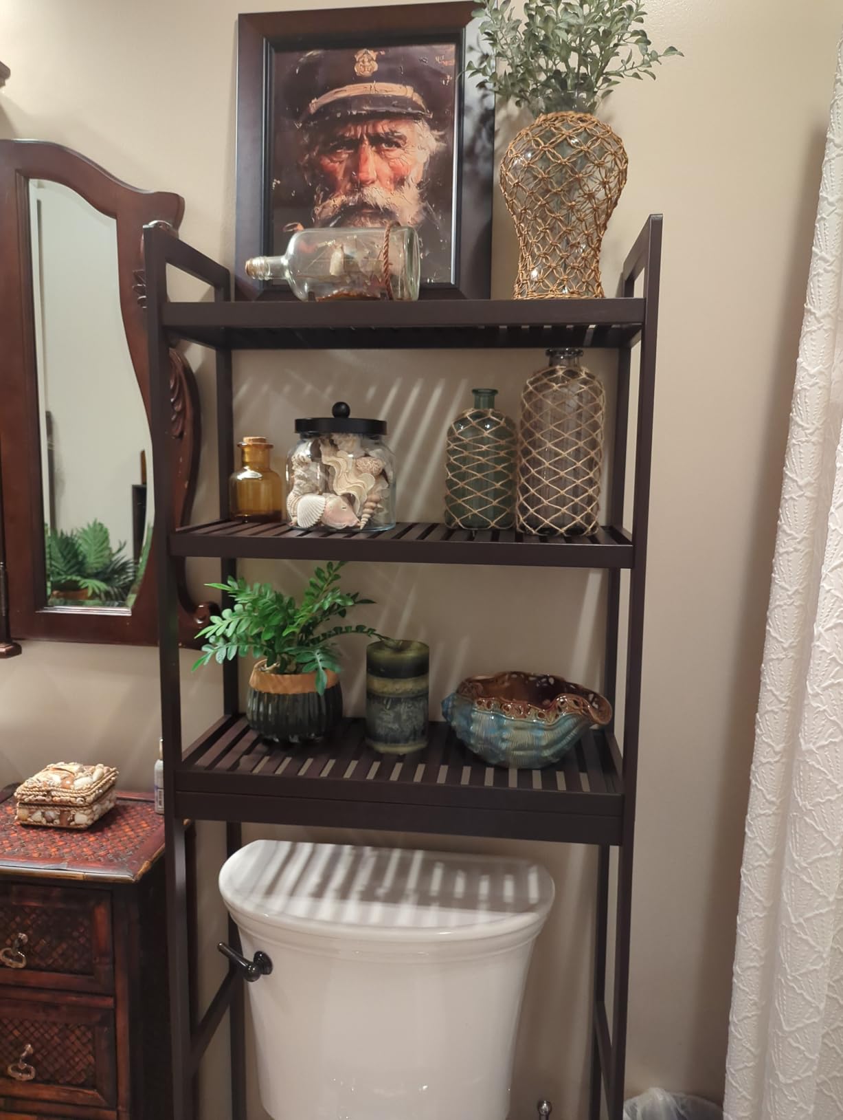 SONGMICS 3-Tier Bamboo Over The Toilet Storage, Adjustable Shelf, 66.9''H customer photo 1