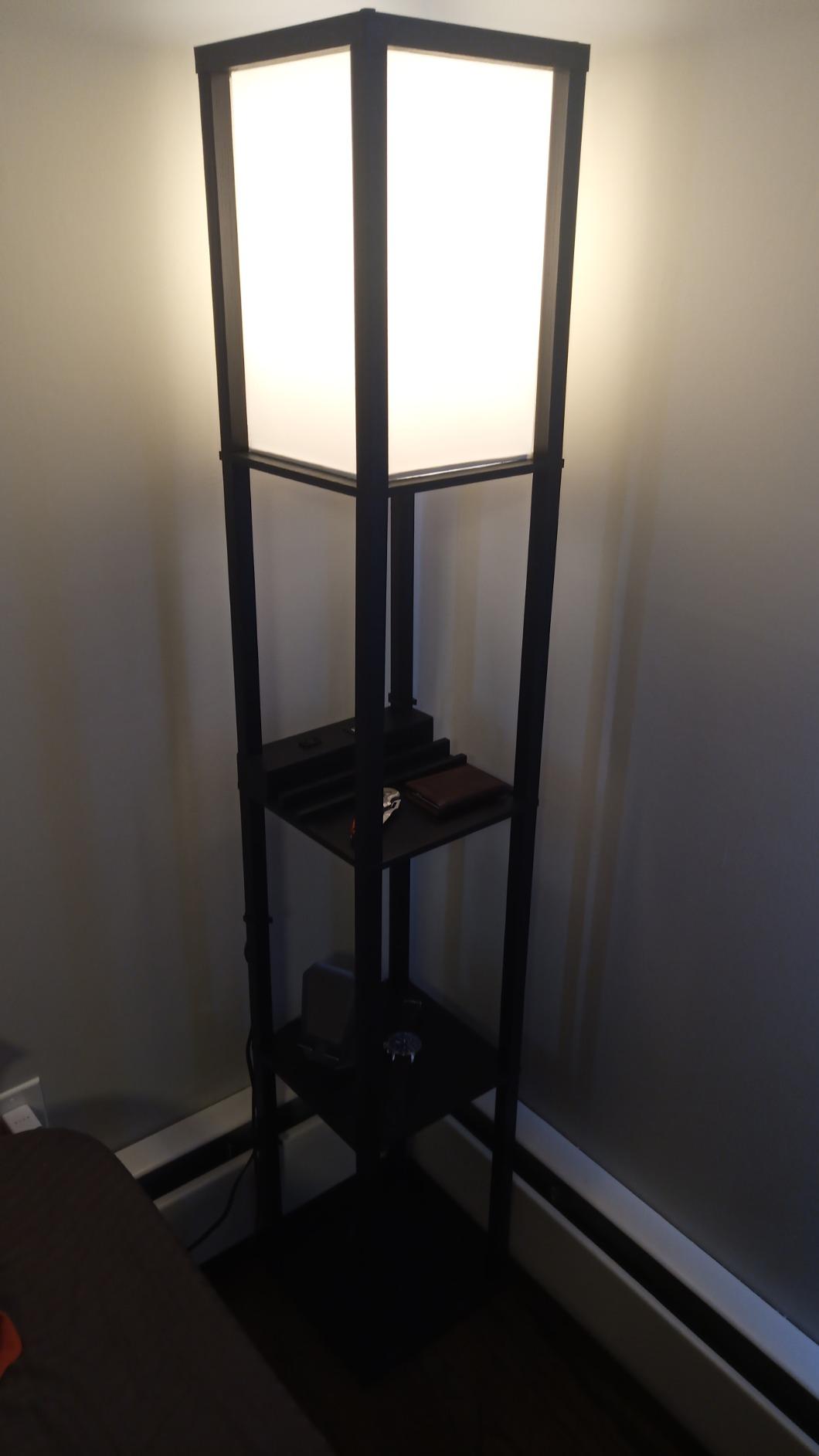 SHINE HAI Floor Lamp with Shelves, 3-Tier Square Modern Shelf Lamp | 3CCT Bright Bulb Included, Tall Standing Lamps for Living Room Bedroom Office customer photo 1
