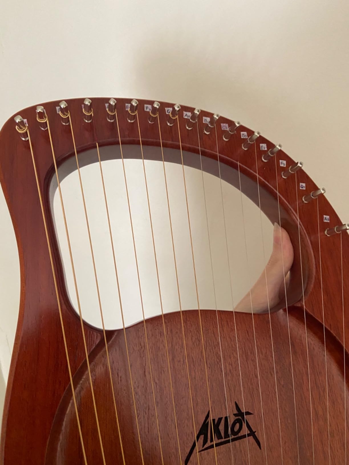 Lyre Harp, AKLOT 16 Metal Strings Mahogany Lye Harp with Tuning Wrench,Spare String Set,Pickup,Black Gig Bag customer photo 1