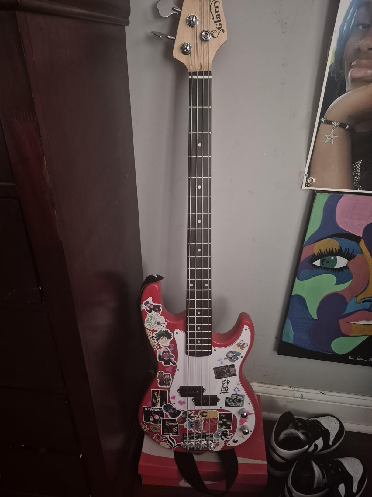 Glarry Electric Bass Guitar Full Size 4 String Rosewood Basswood Fire Style Exquisite Burning Bass(Burly Wood) customer photo 1
