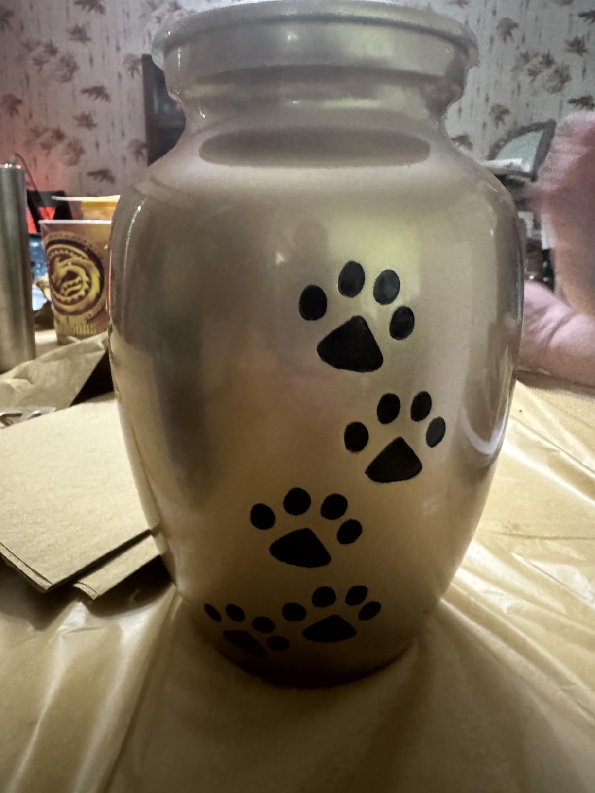 Trupoint Memorials Pet Urn for Dogs and Cats Ashes, Paws Print Grey Cremation Urns for Pets - Black, Small Up to 17lb customer photo 1