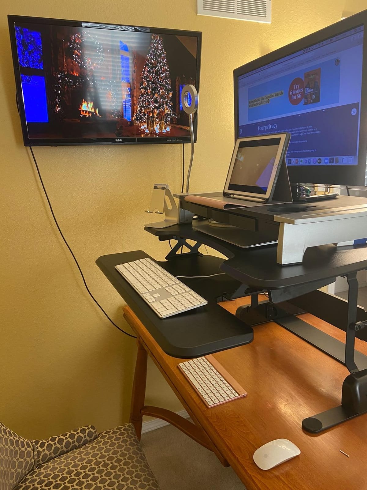 Vari - VariDesk Essential 30 - Two-Tier Standing Desk Converter for Home Office - Adjustable Sit Stand Desk with 11 Height Settings - Standing Desk Riser for Monitor & Accessories - 30