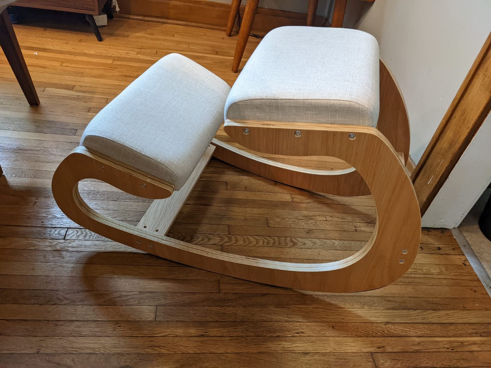 Predawn Ergonomic Kneeling Chair, Adjustable Height Rocking Posture Stool with Thick Cushions, Solid Wood Frame, for Home Office & Meditation, Supports Up to 265 lbs, White Oak customer photo 1