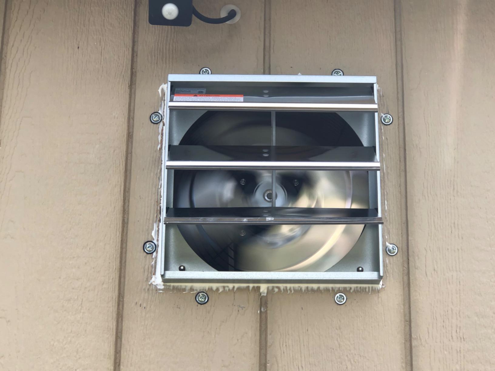 KEN BROWN 12 Inch Shutter Exhaust Fan, Aluminum Wall Mounted Attic Fan, 1450 CFM, Automatic Shutter for Attic Garage Greenhouse Shed Ventilation customer photo 1