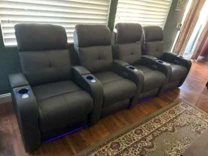 Valencia Verona Power Headrest Home Theater Seating - Top Grain Nappa Leather 9000 - Power Adjustable Headrest, USB-C Fast Charging, LED Cup Holders (Row of 3) customer photo 1