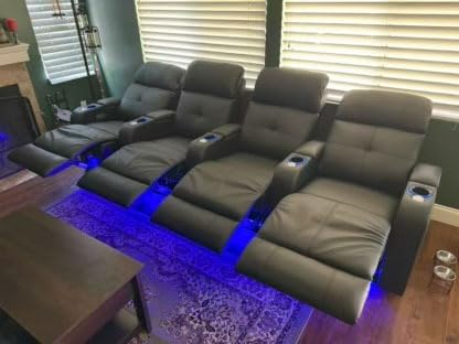 Valencia Verona Power Headrest Home Theater Seating - Top Grain Nappa Leather 9000 - Power Adjustable Headrest, USB-C Fast Charging, LED Cup Holders (Row of 3) customer photo 2