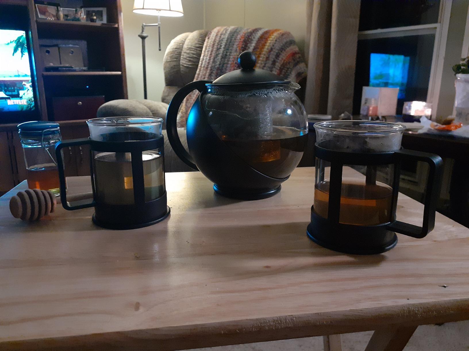 Primula Half Moon Teapot Set with 4 Tea Cups, Removable Stainless Steel Filter and Infuser, Glass Tea Maker, Filter, Dishwasher Safe, 40-Ounce, Tea Gift Set, Tea Set for Service of 4 Adults customer photo 1