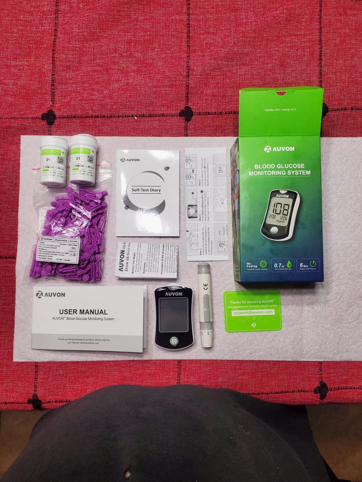 AUVON Blood Glucose Monitor Kit for Accurate Test, 100 Strips, No Coding customer photo 2