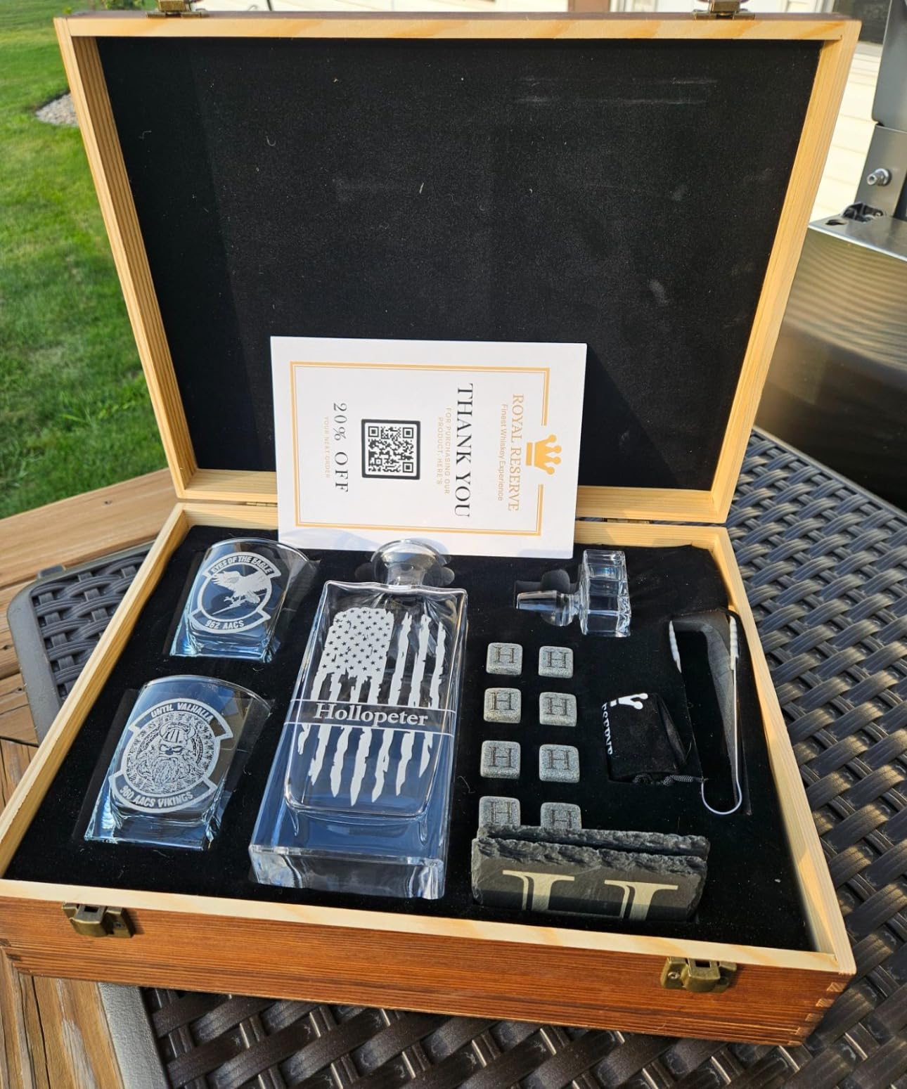 Whiskey Decanter Set for Men, Bourbon Decanter, Glasses & Whiskey Stones customer photo 2