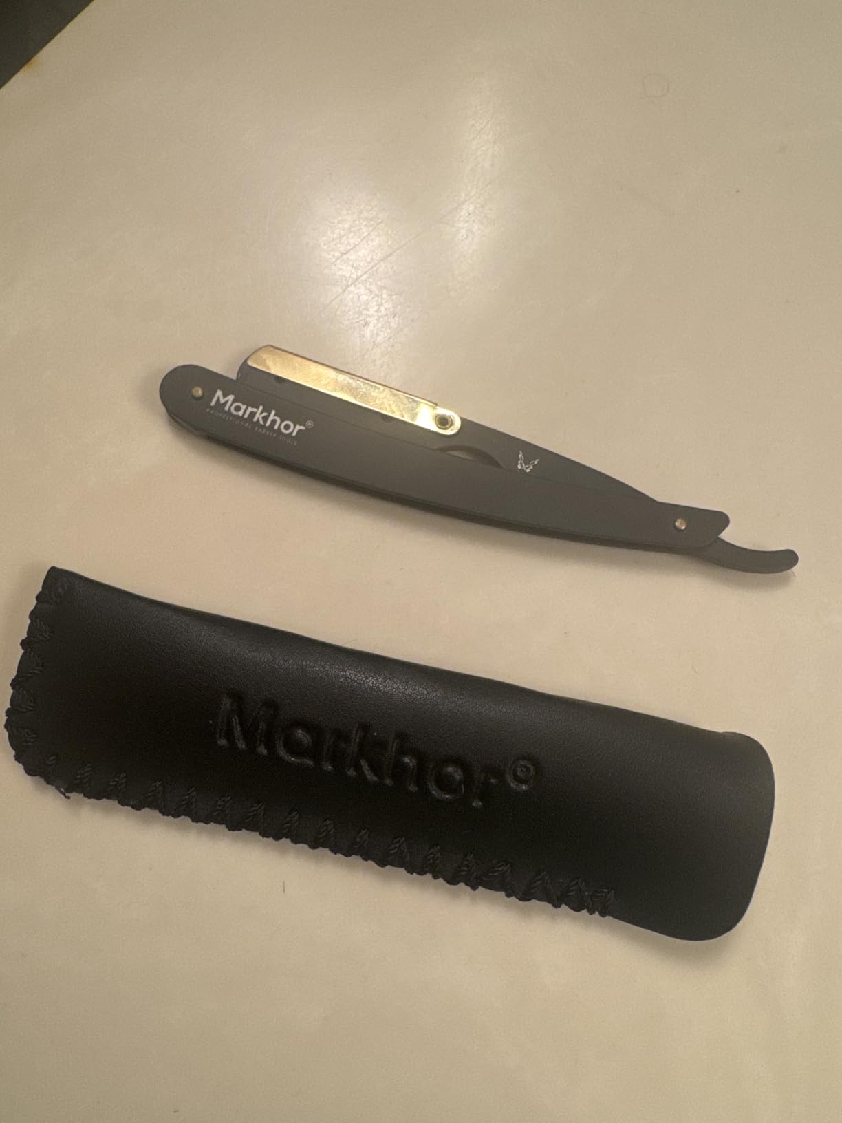 Markhor® Straight Razors for Men with 100 Single Edge Razor Blades | Matte Black with 24k Gold Platted Barber Straight Razor | Straight Edge Razor | Barber Razor Blade | Navajas Para Barbero customer photo 2