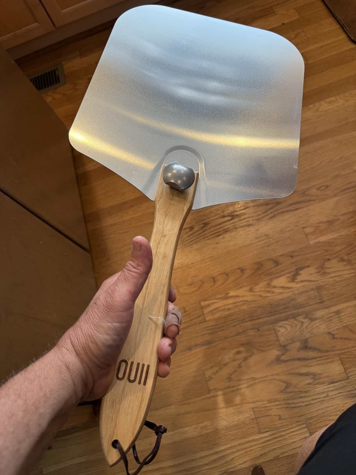 Aluminum Pizza Peel Metal - 12 x 14 Inch. Pizza Spatula for Oven with Foldable Wood Handle. Pizza Oven Accessories Tools. Turning Peel, Bread, Pastry, Dough, Cake Spatula customer photo 2