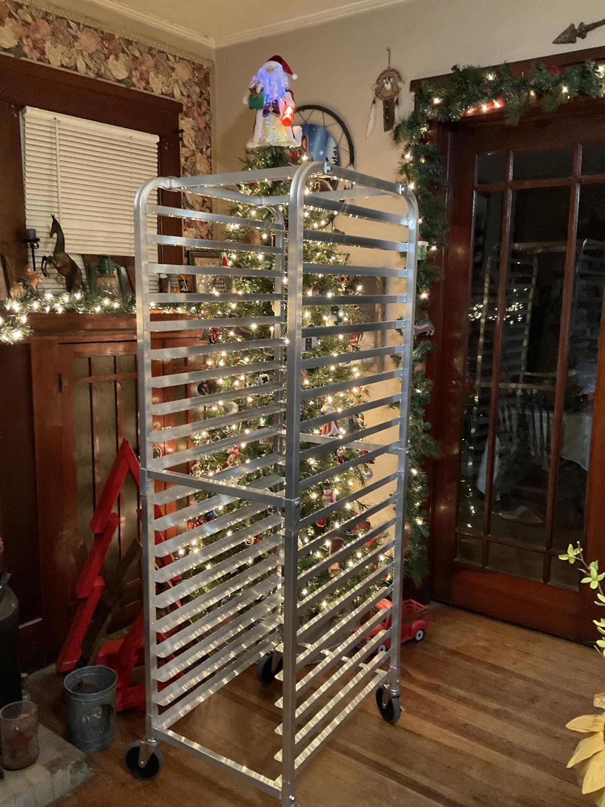 Hally Bun Pan Rack 10 Tier with Wheels Commercial Bakery Racking Aluminum customer photo 2
