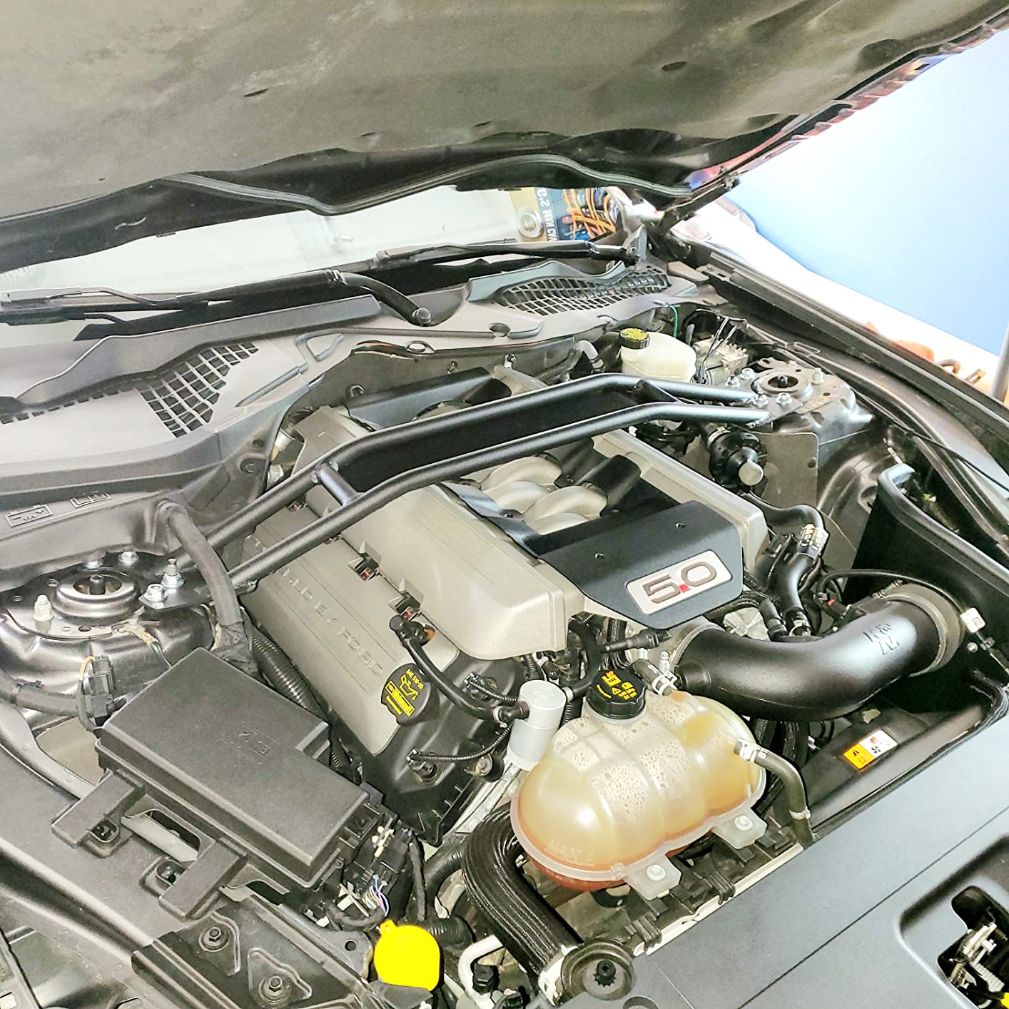 Strut Tower Brace | 4130 Chromoly Steel Handling Upgrade with Parallel Beam Design | Black Powder Coat Finished | Compatible with 2015–2020 Mustang GT and EcoBoost Models customer photo 2