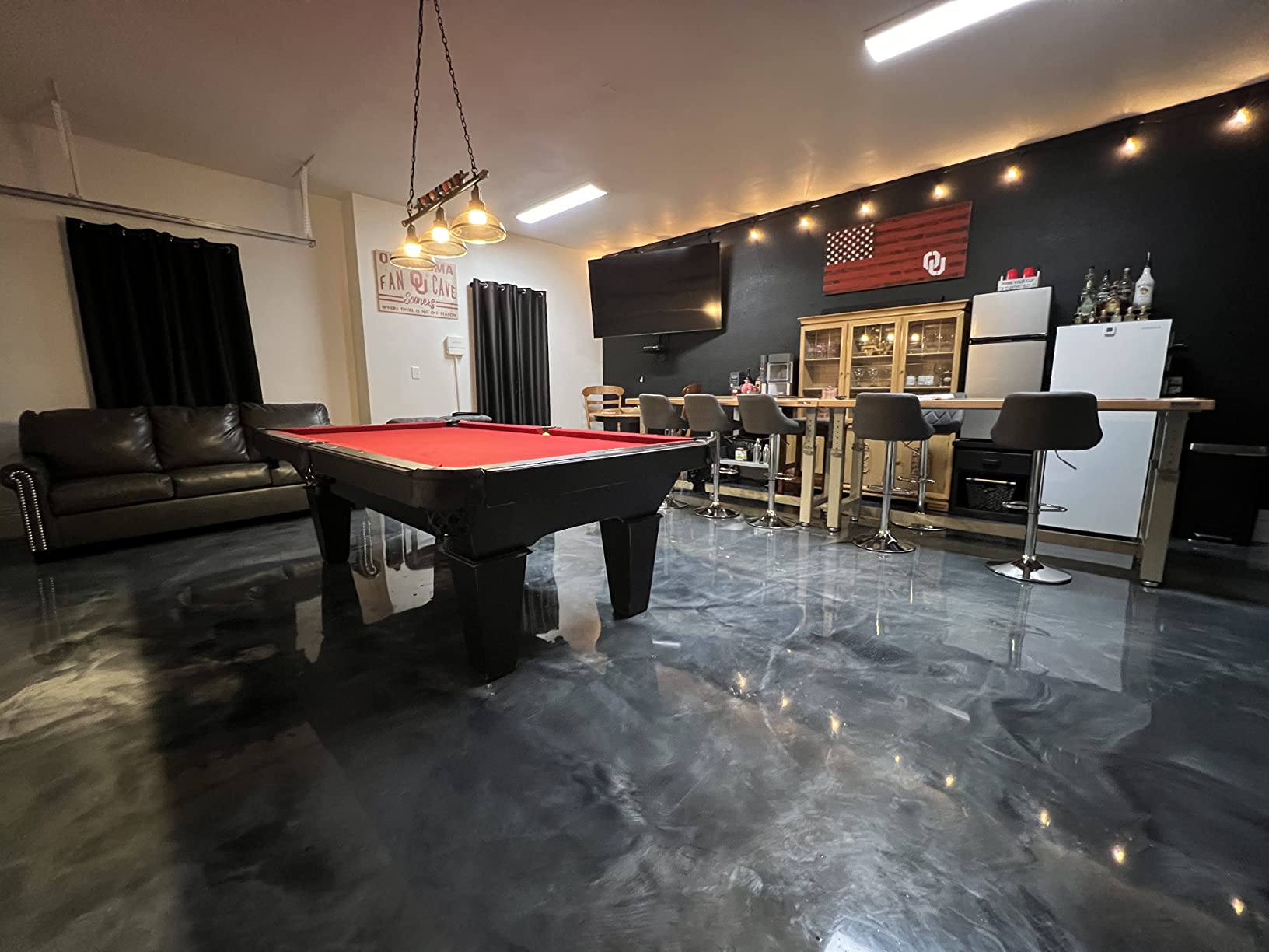 iMeshbean Pool Table Lighting Fixtures Ceiling Lamp for Game Room Beer Party 7' - 8 ' Table,Black Metal Ball Design Billiard Pendant Lamp with 3 Glass Shades (3 Heads Glass Shades) customer photo 1