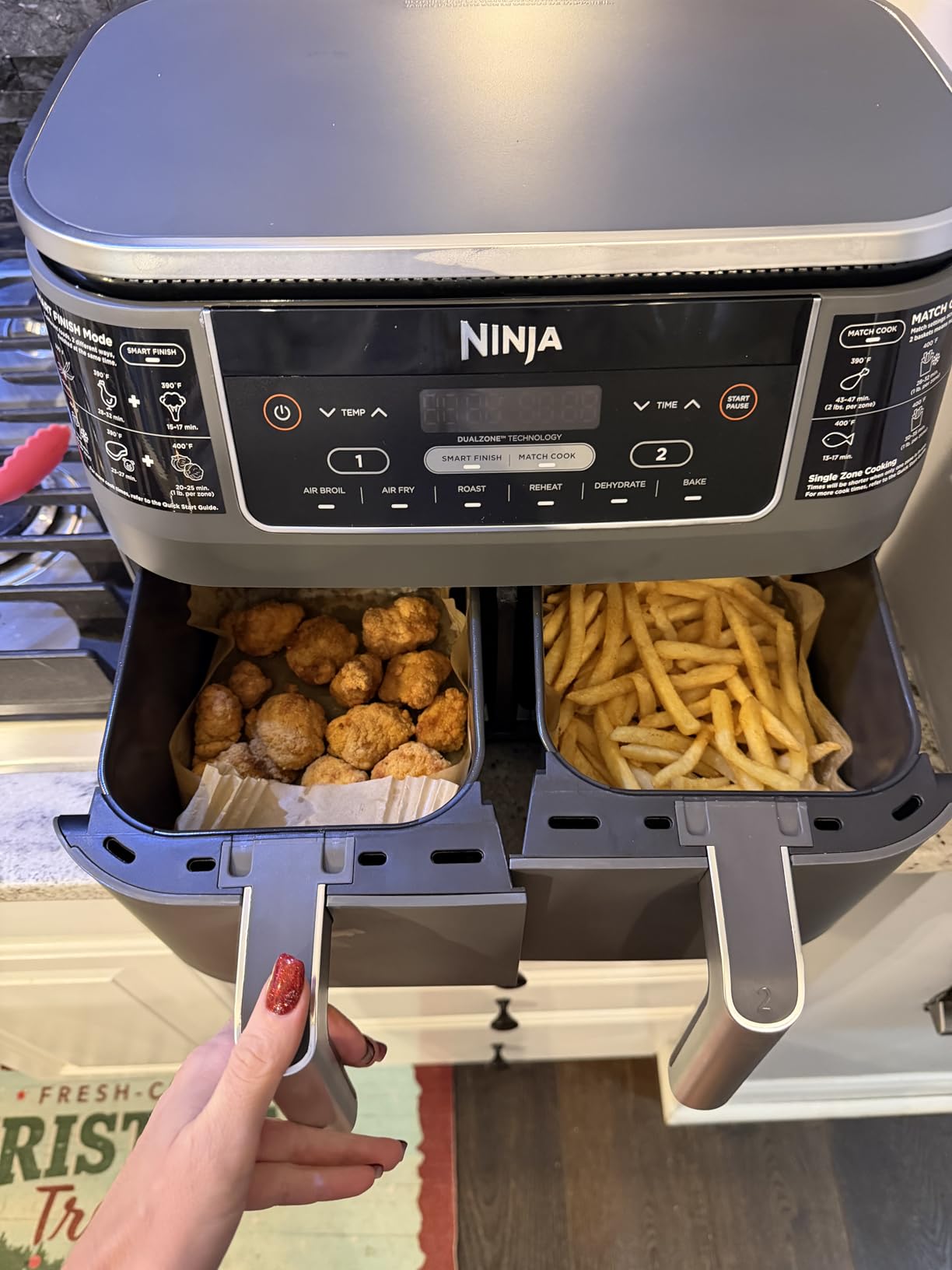 Ninja Foodi Air Fryer, 8 Qt DualZone, 6-in-1, Grey, DZ201 | Air fry, roast, broil, bake, reheat, dehydrate, 2 independent baskets, Smart Finish, Match Cook customer photo 2
