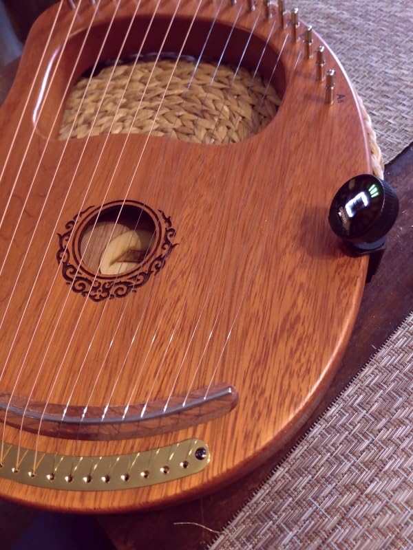Lyre Harp, AKLOT 16 Metal Strings Maple Saddle Mahogany Body Lyra Harp with Carved Note Tuning Wrench Pick up Strings and Black Gig Bag customer photo 1