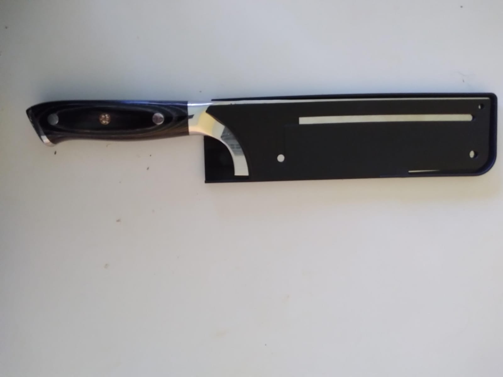MOSFiATA 7” Nakiri Chef's Knife with Finger Guard, German High Carbon Stainless Steel EN1.4116 Vegetable Knife, Multipurpose Kitchen Knife with Micarta Handle in Gift Box customer photo 1