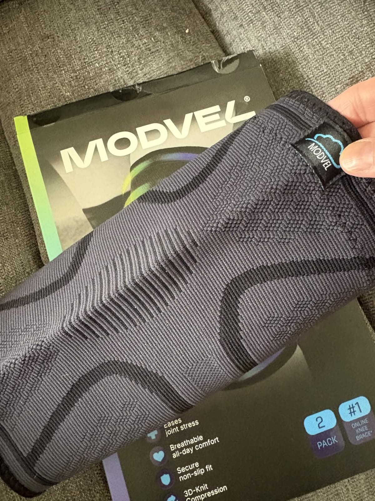 Modvel Compression Knee Brace for Women & Men - 2 Pack Knee Brace for Running Knee Pain, Knee Support Compression Sleeve, Workout Sports Knee Braces for Meniscus Tear ACL & Arthritis Pain Relief customer photo 1