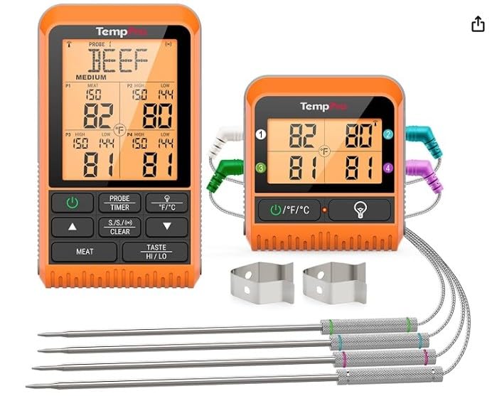 TempPro TempSync 1000FT Wireless Meat Thermometer for Grilling and Smoking | RF Technology, Alarms, Backlit, 4 Color-Coded Probes, Smoker BBQ Kitchen Food Thermometer customer photo 2