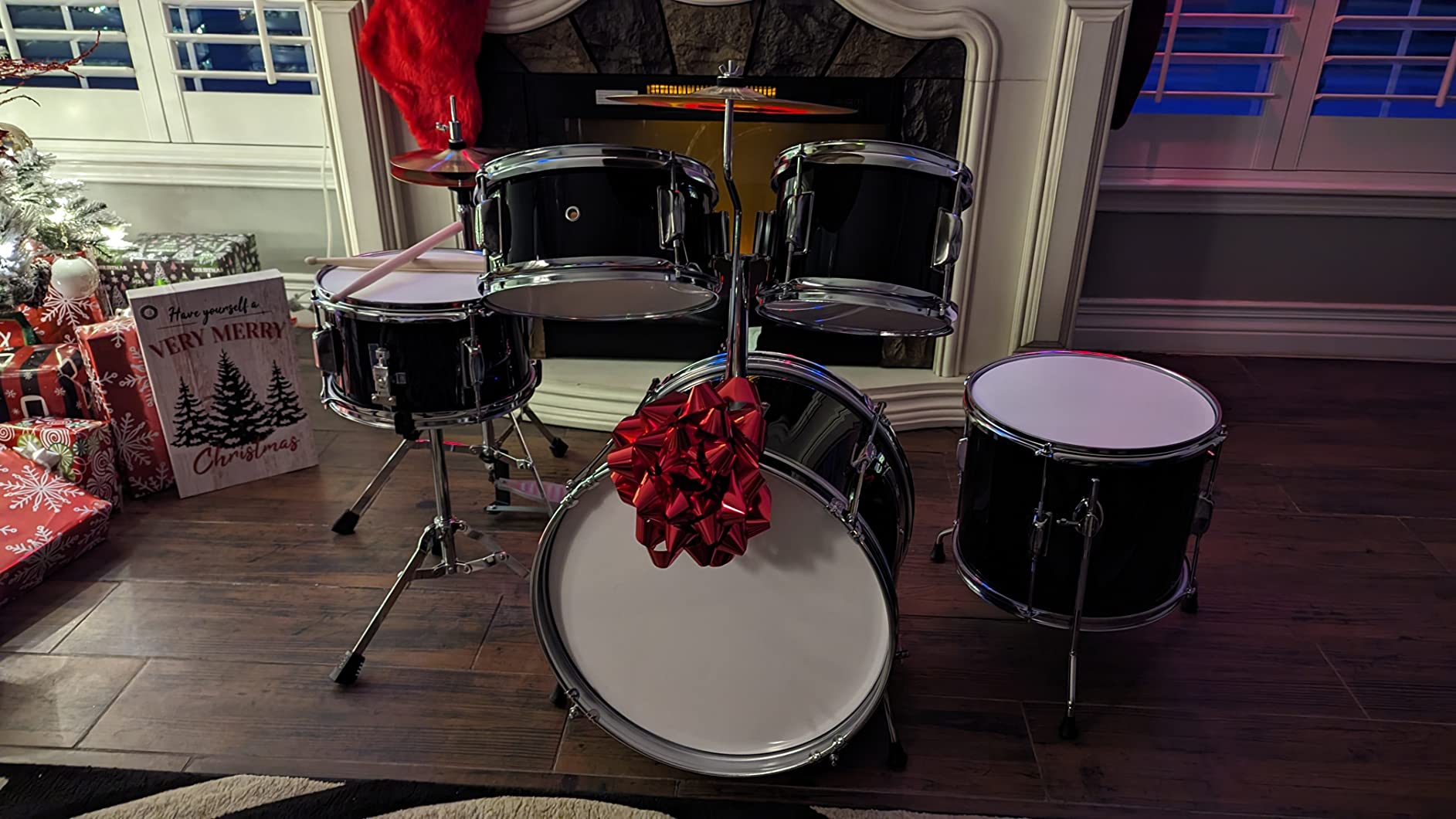 Best Choice Products Kids 5-Piece Beginner Drum Set Junior Kit, Starter Percussion w/Cymbals, Pedal, Drumsticks, Stool, Toms, Snare, Hi Hat - Black customer photo 2