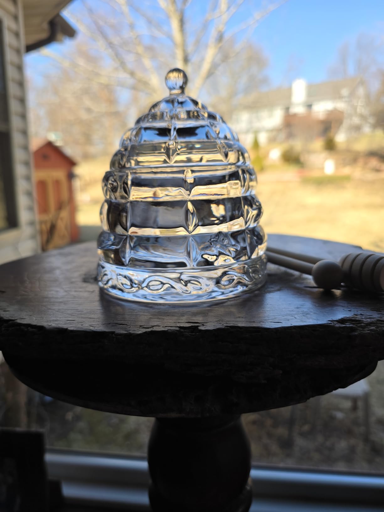 PAULSWAY 9 oz Beehive Crystal Honey Pot with 2 Dipper Sticks - Elegant Glass Honey Jar with Lid, No Drip Honey Dispenser & Syrup Container for Home Kitchen Decor customer photo 1