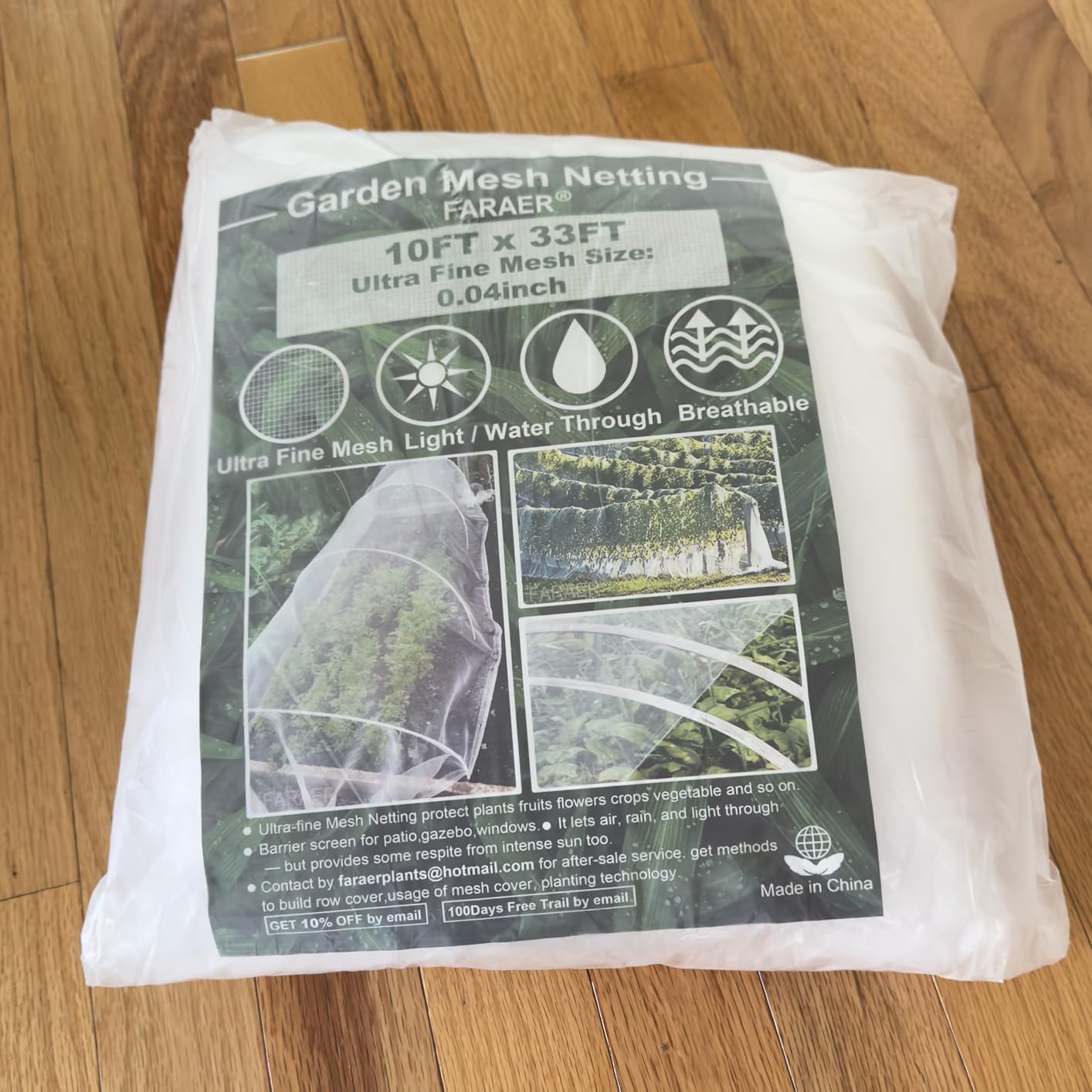 Garden Netting, Plant Covers 10x33Ft Net Ultra Fine Mesh Protection Netting for Vegetable Plants Fruits Flowers Crops Greenhouse Row Cover Raised Bed Barrier Screen Protection Net Cover (10x33ft) customer photo 1