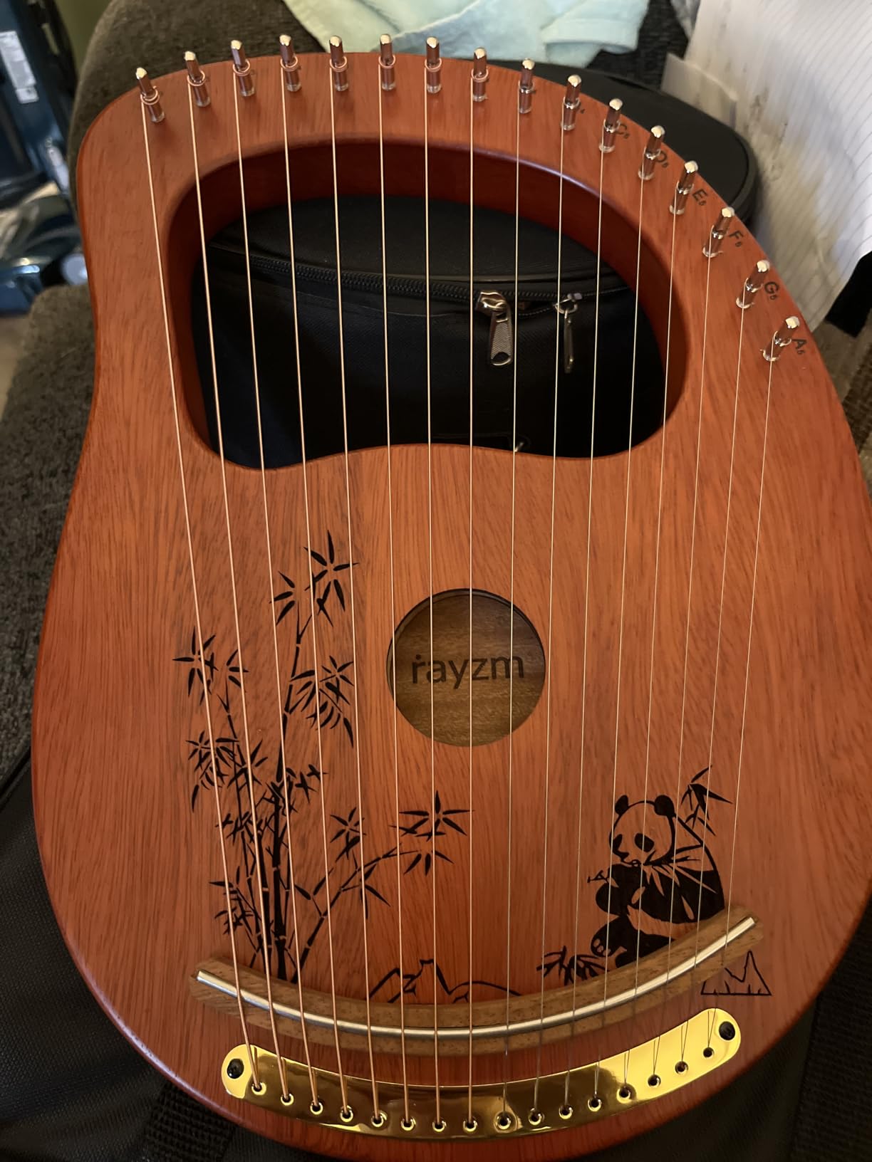 Rayzm Lyre Harp, Solid Wood Mahogany Lyre Musical Instrument, Portable 16 Metal Strings Lye Harp for Adult/Beginners customer photo 1