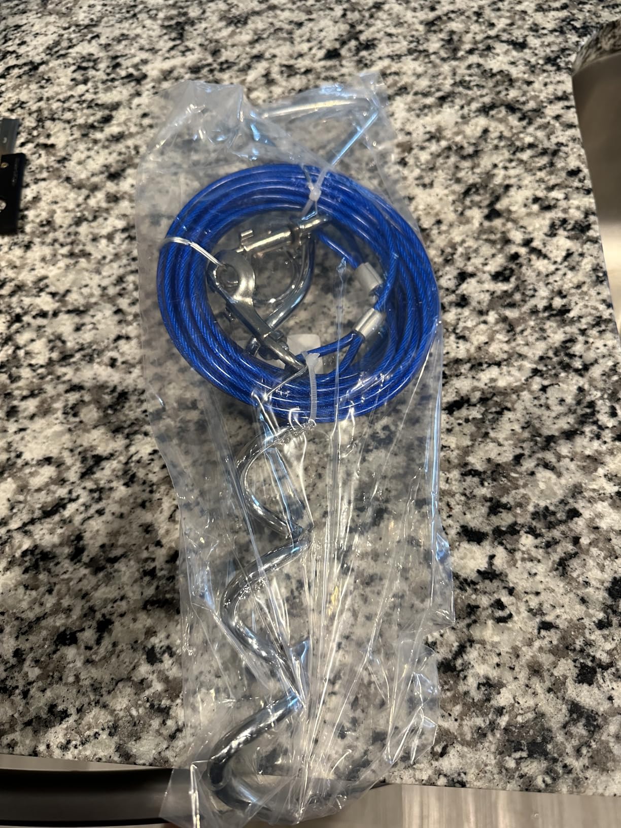 Dog Tie Out Cable and Anti Rust Spiral Stake , 30ft Outside Leash&Chain for Camping and Yard, 16'' Heavy Duty for Medium-Large Dogs Up to 125 lbs (30FT, Blue) customer photo 2