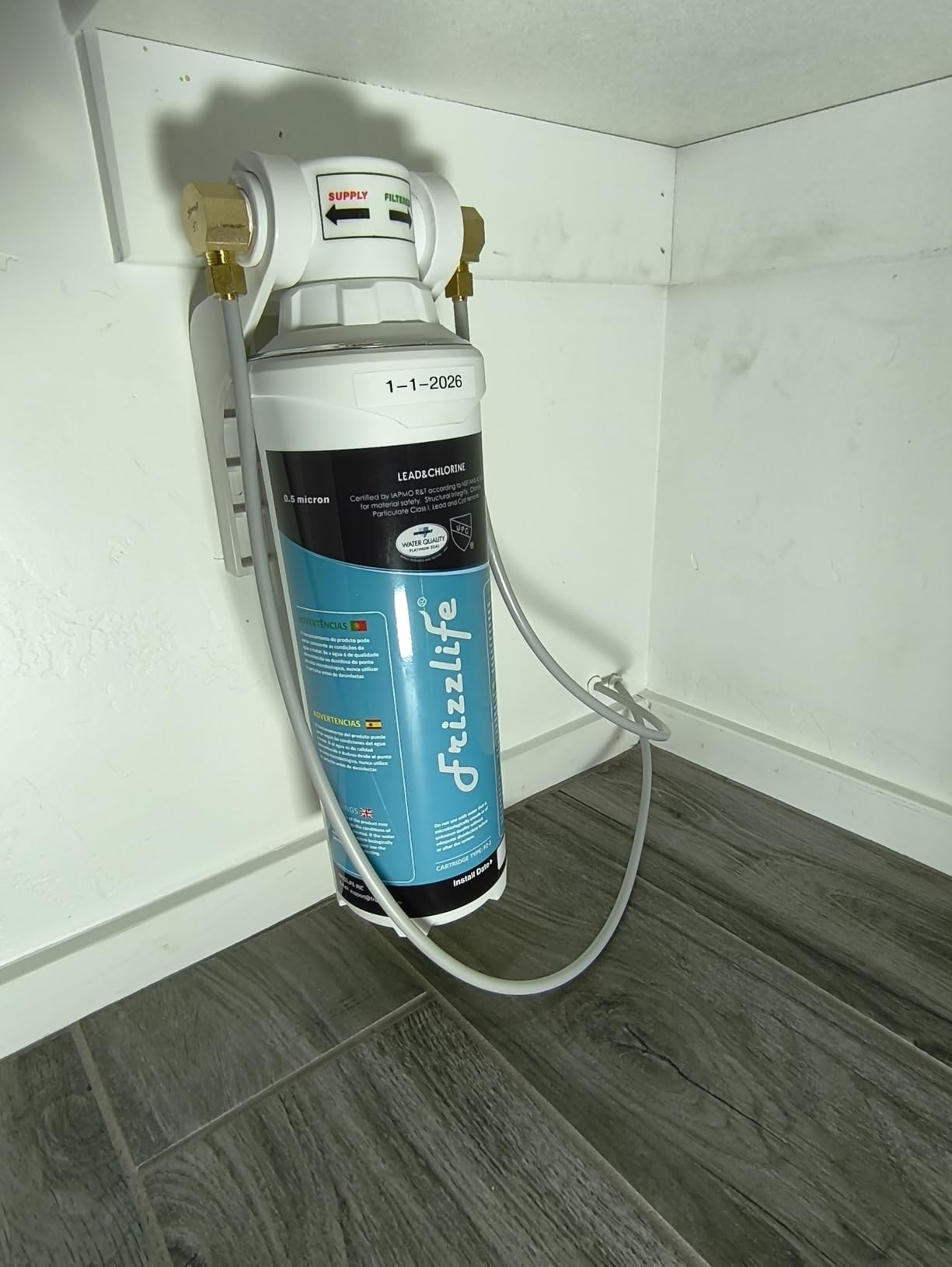 Frizzlife Inline Water Filter System for Fridge, Ice Maker, Under Sink, Certified 0.5 Micron Reduces Chlorine, Lead, Long Lasting, Compression Brass Fittings Fits for Copper Tubing, MS99 customer photo 2