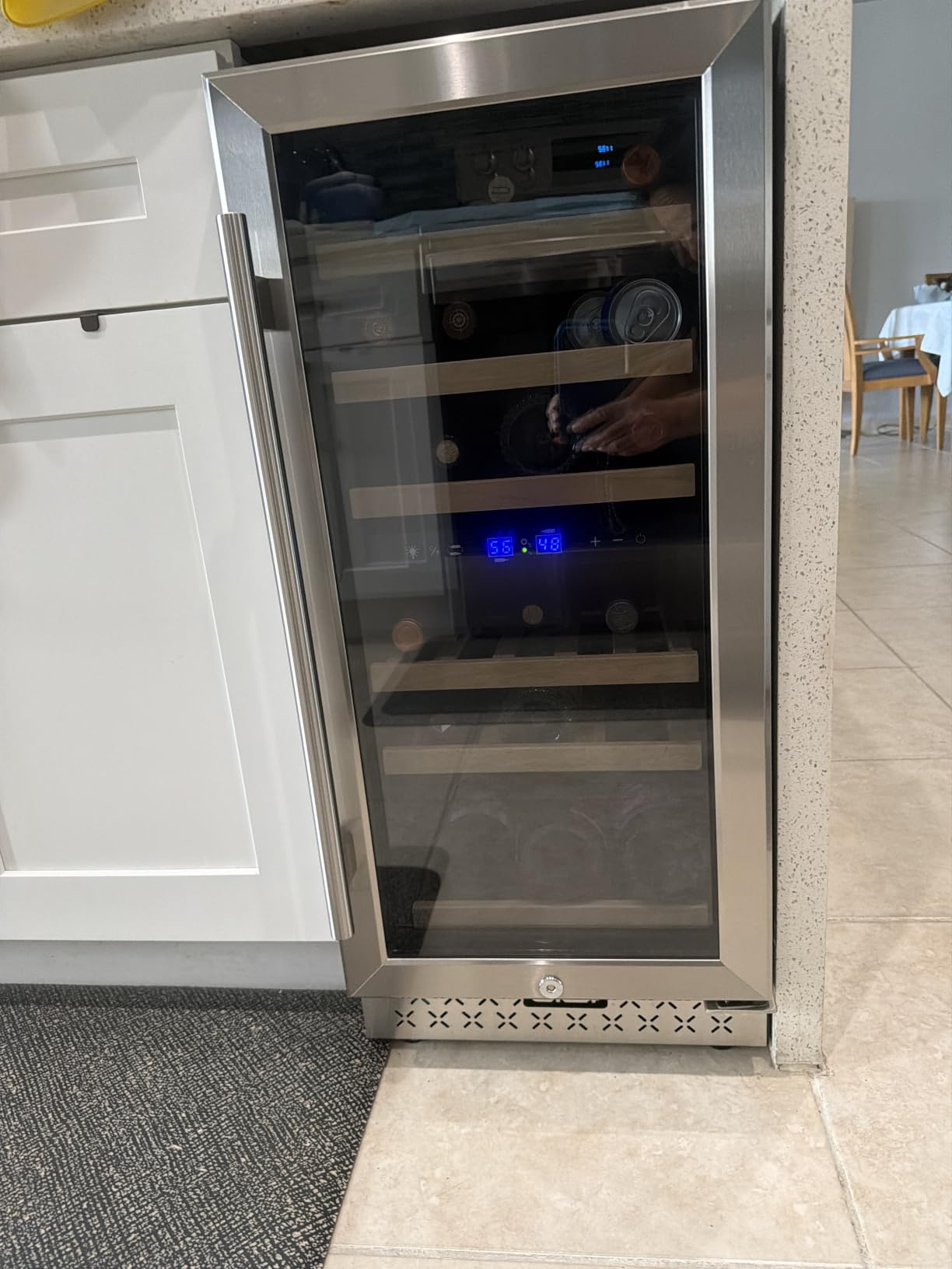 Tylza Mini Fridge 15 Inch Wine Cooler Under Counter, 30 Bottles Dual Zone Wine Fridge with Safty Lock, Wine Refrigerator Freestanding, Built-in Wine Cellars customer photo 2