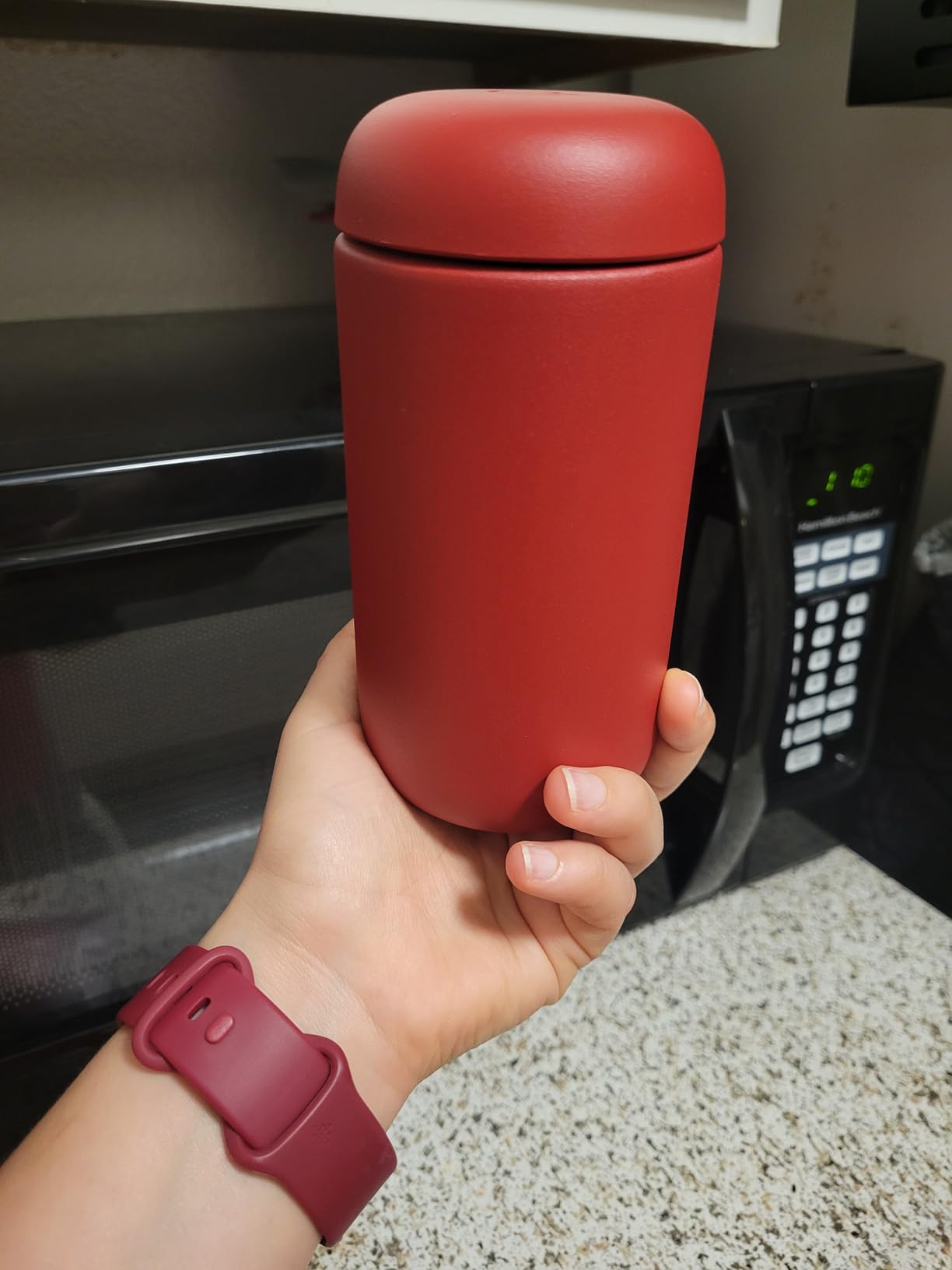 Fellow 12 oz Carter Move Travel Mug - Vacuum-Insulated Stainless Steel Travel Coffee Mug - Coffee Tumbler with Ceramic Interior and Splash Guard - Cargo Green customer photo 1
