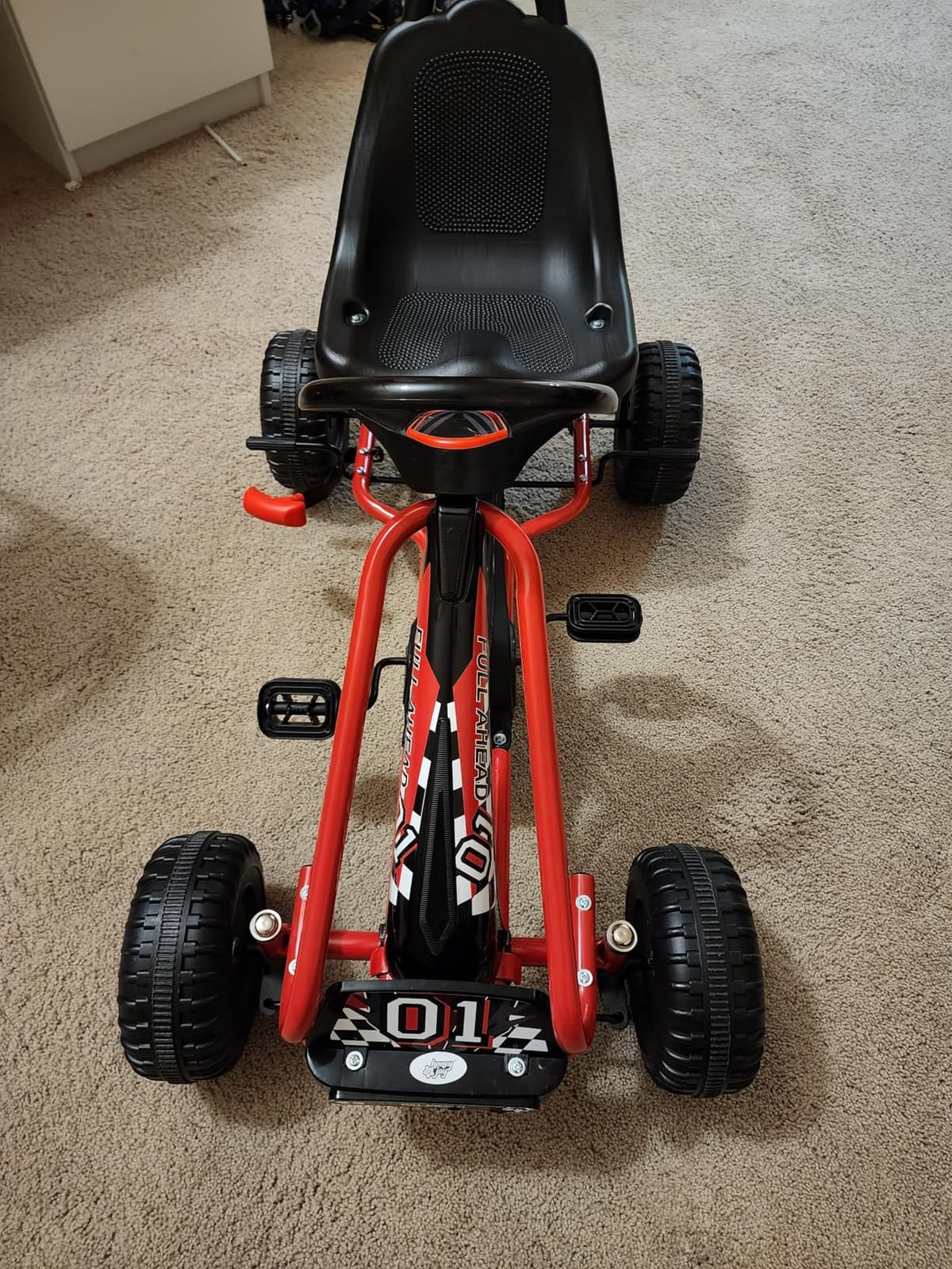 HONEY JOY Go Kart for Kids, 4 Wheel Pedal Powered Go Cart with Steering Wheels & Adjustable Seat, Safety Hand Brake, Non-Slip Tires, Outdoor Off-Road Racer Ride On Pedal Car for Boy Girl (Green) customer photo 1