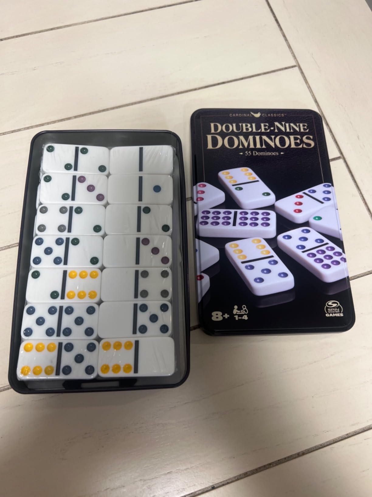 Spin Master Games Double 9 Dominoes Set in Storage Tin Classic Tile Game customer photo 1
