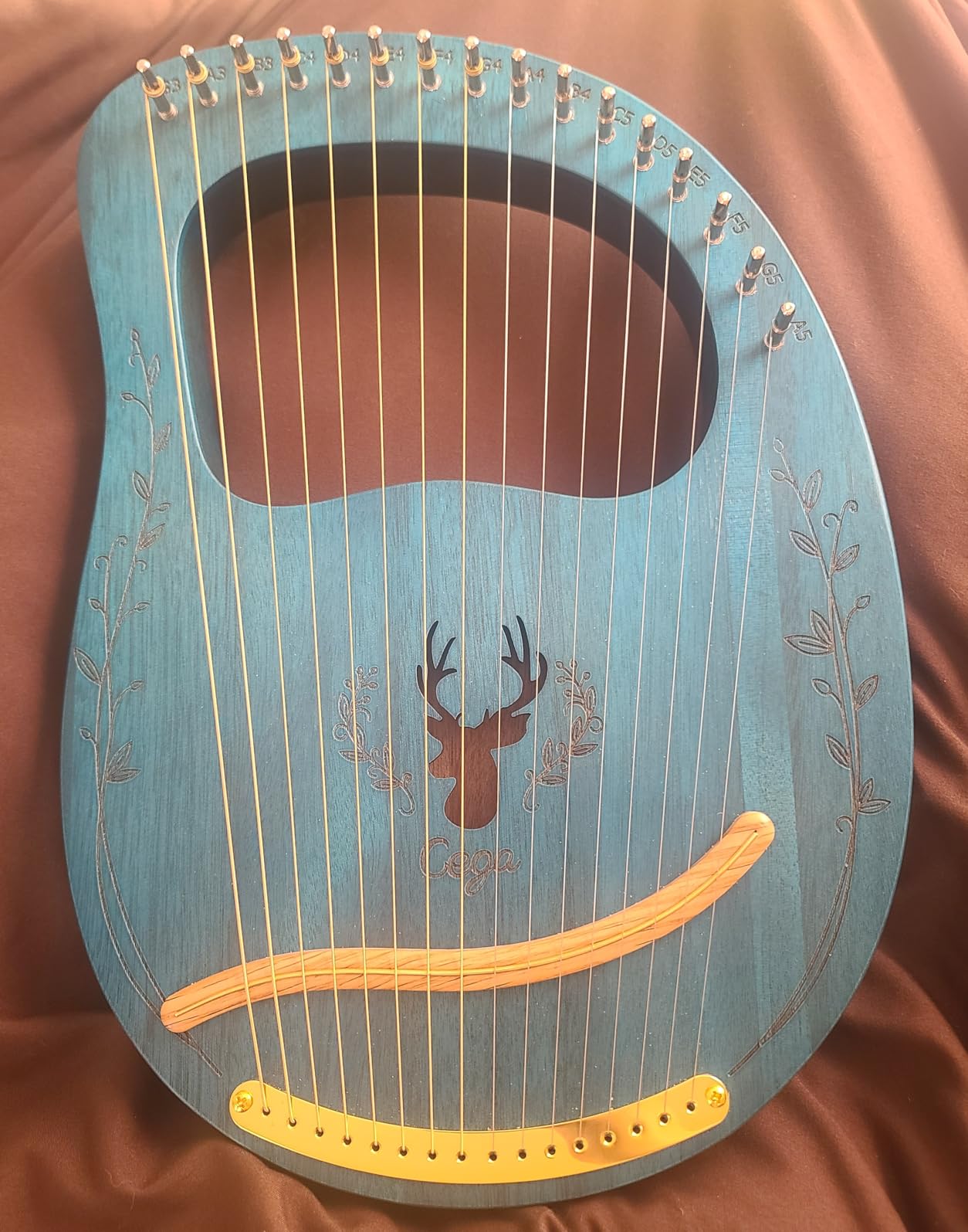 Lyre Harp 16 Strings: Solid Mahogany Wooden Body Metal Strings Musical Instrument - Accessory with Tuning Wrench and Durable Gig Bag customer photo 2